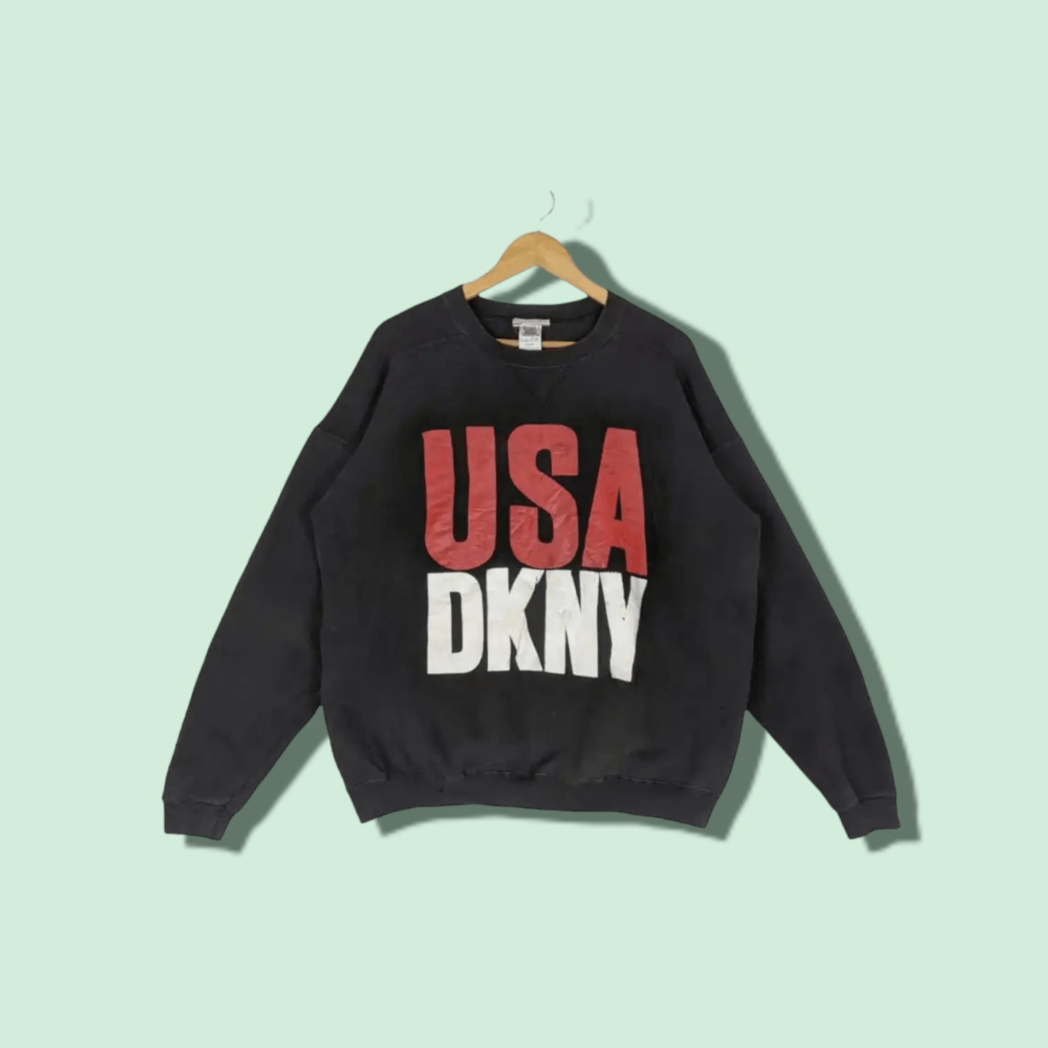 DKNY Vintage 90's DKNY USA Big Spell Out Logo Jumper Sweatshirt Size US XL / EU 56 / 4 - 1 Thumbnail