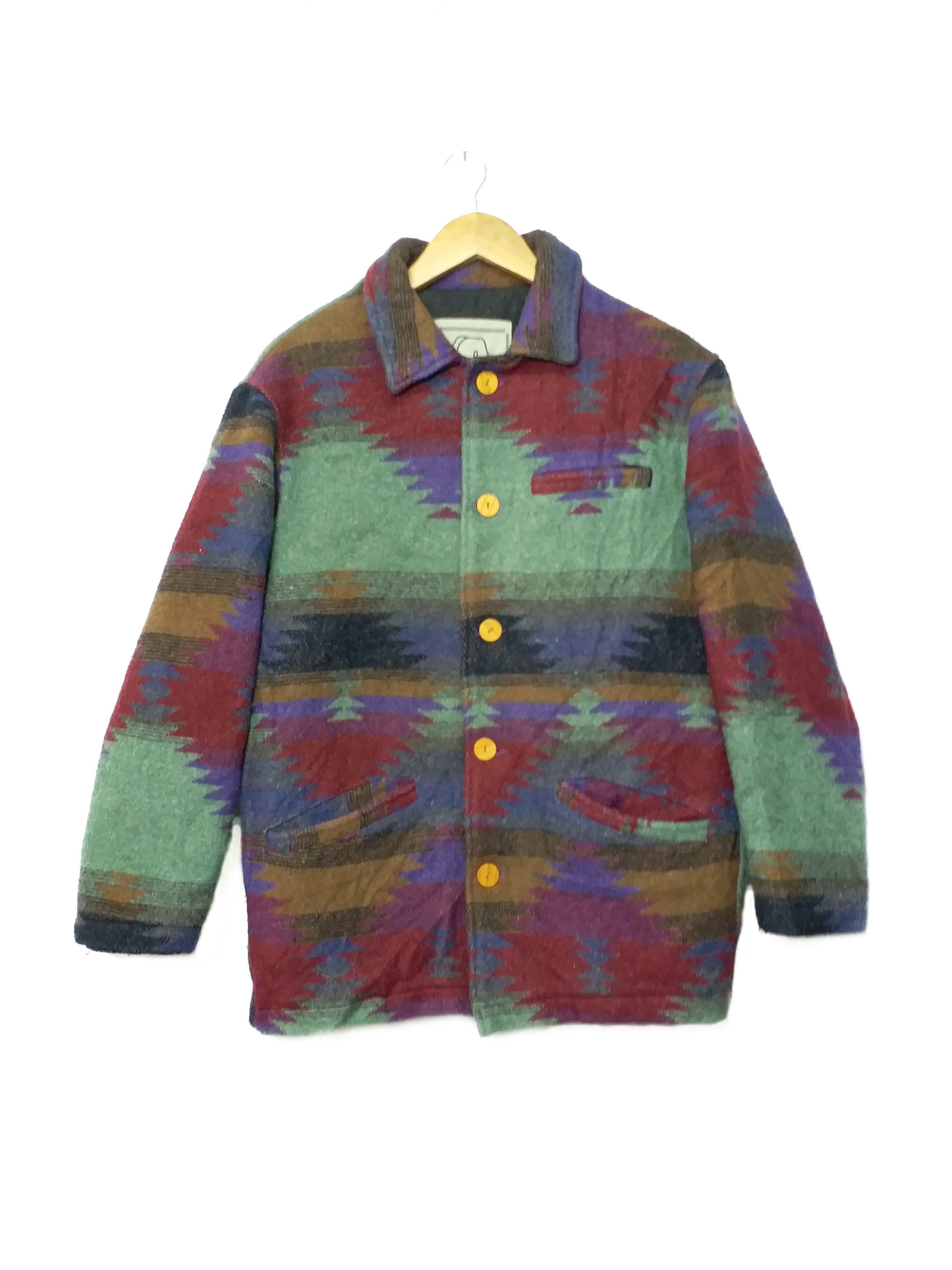 Designer WINTER💥NAVAJO Aztec Blanket Wool Multicoloured Coat France Size US M / EU 48-50 / 2 - 1 Thumbnail