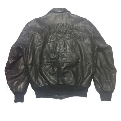 Japanese Brand Van Jac bomber leather jacket spellout Size US L / EU 52-54 / 3 - 1 Thumbnail