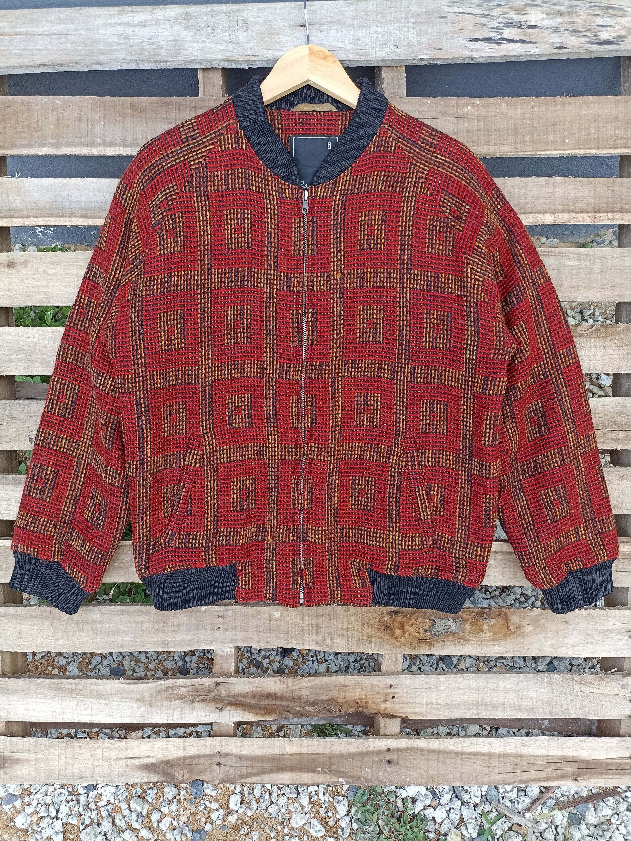 Japanese Brand × Vintage Vintage 80s Rotary Group Thick Cable Wool Bomber Jacket Size US M / EU 48-50 / 2 - 1 Thumbnail