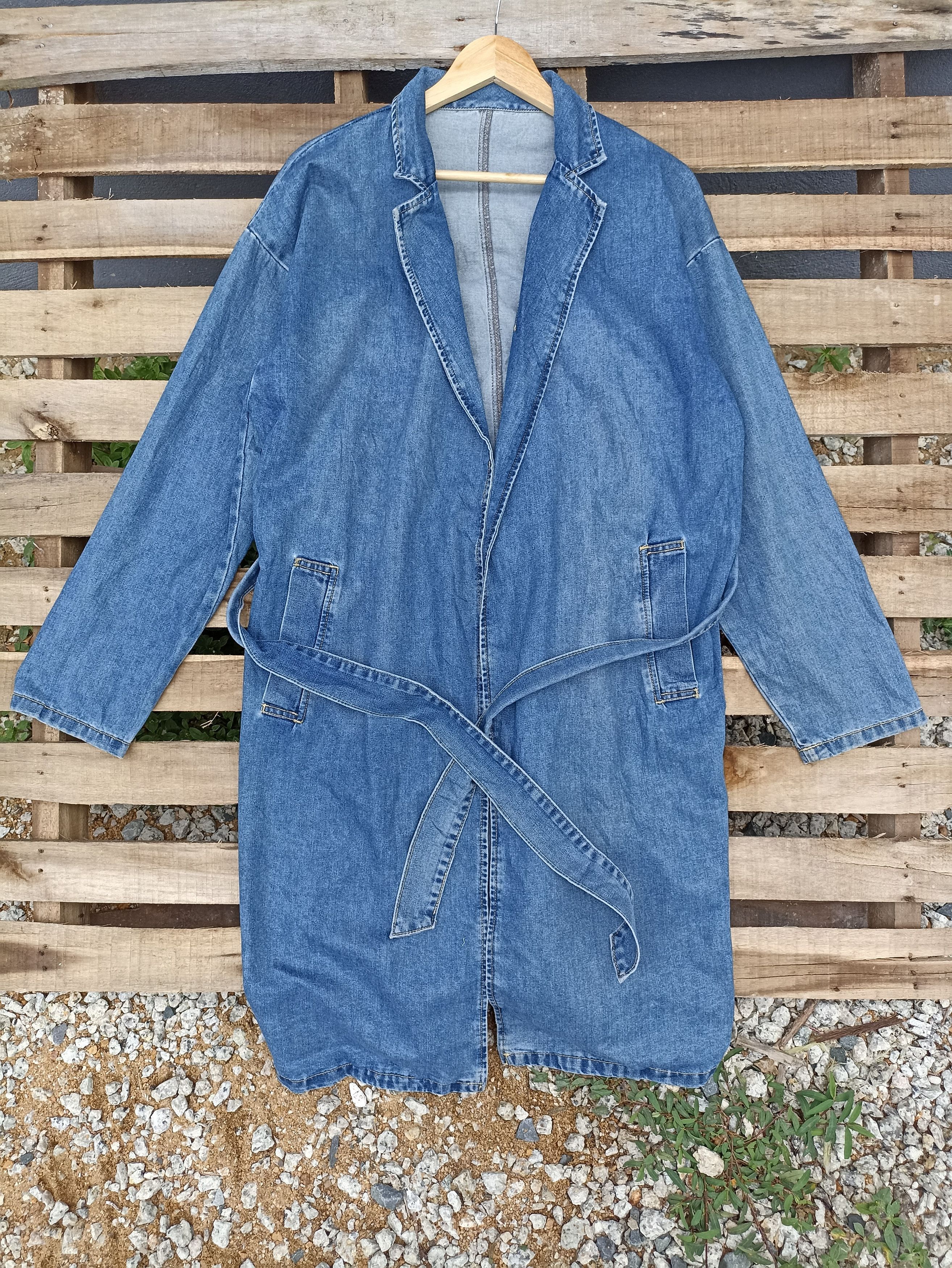 Japanese Brand × Vintage Unknown Brand Denim Trench coat Size US L / EU 52-54 / 3 - 1 Thumbnail