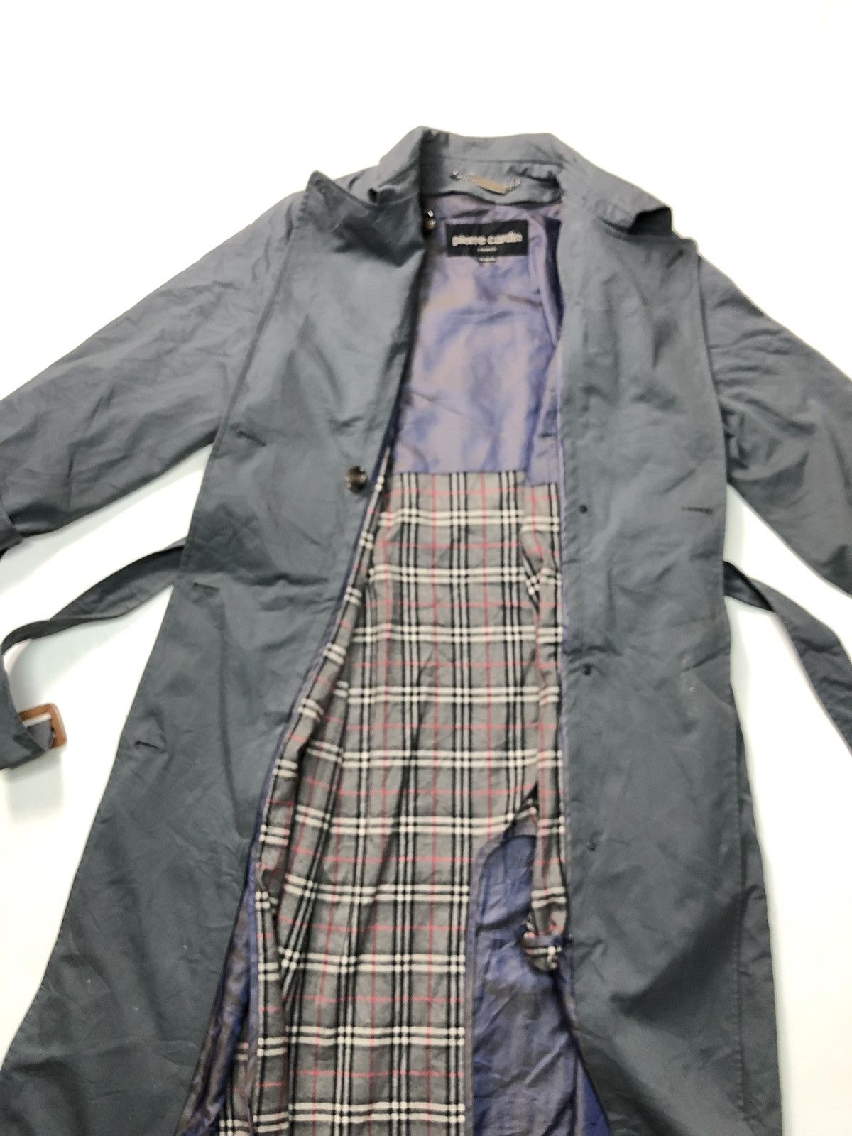image of Pierre Cardin Paris Belted Trench Coat in Grey, Men's (Size Small)
