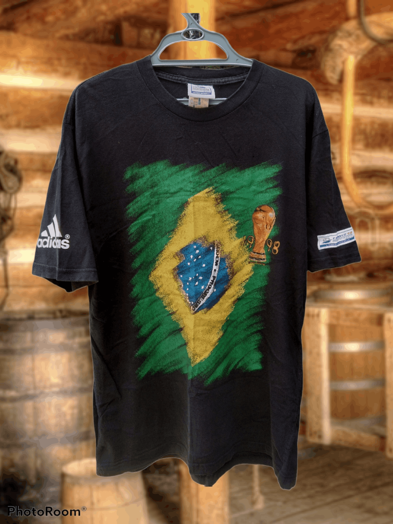 image of Fifa World Cup 1998 Adidas Promo T-Shirt in Black, Men's (Size Medium)