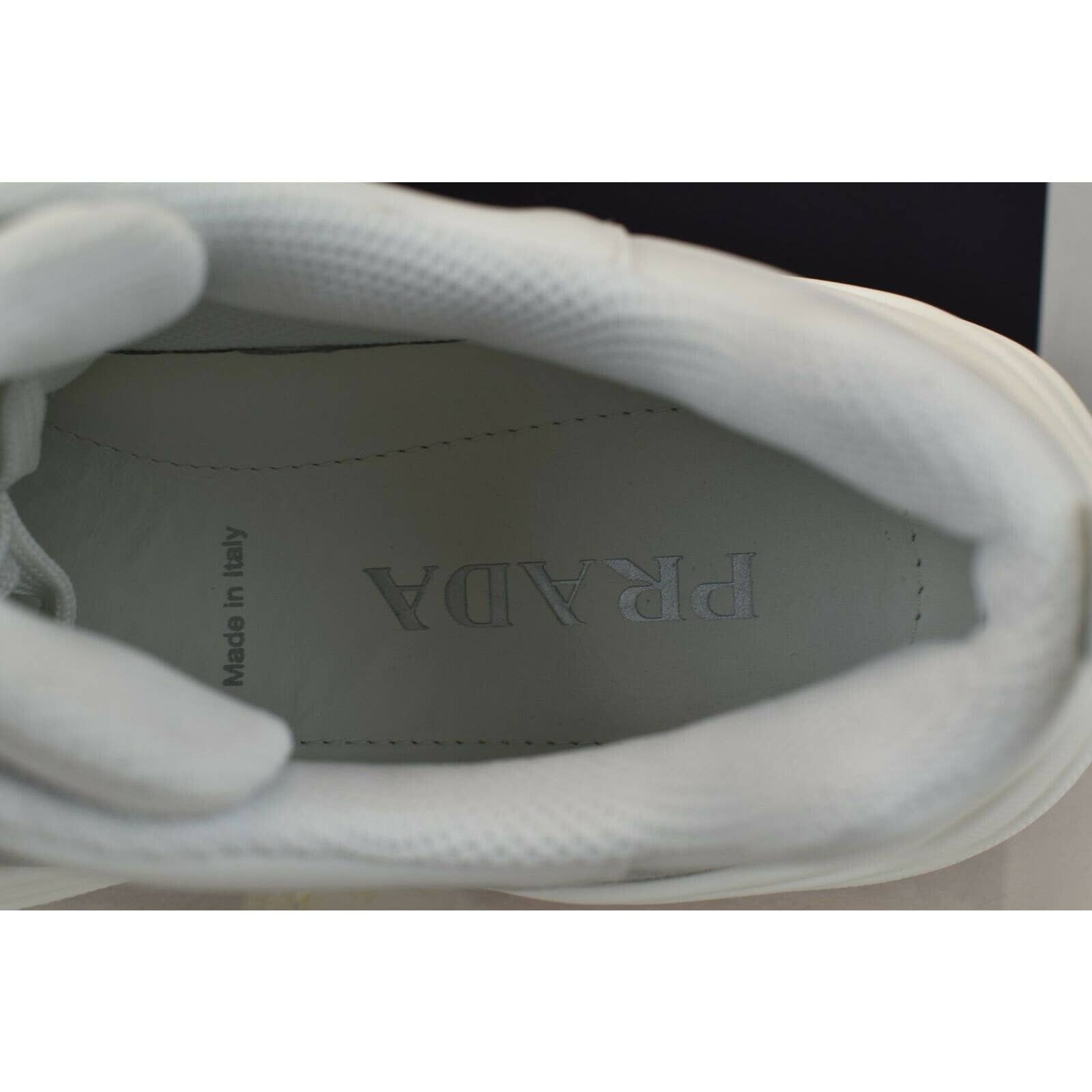 Prada 4E3490 WHITE LEATHER GRAY SUEDE MESH PLATFORM SNEAKERS 8 Size US 9 / EU 42 - 8 Thumbnail