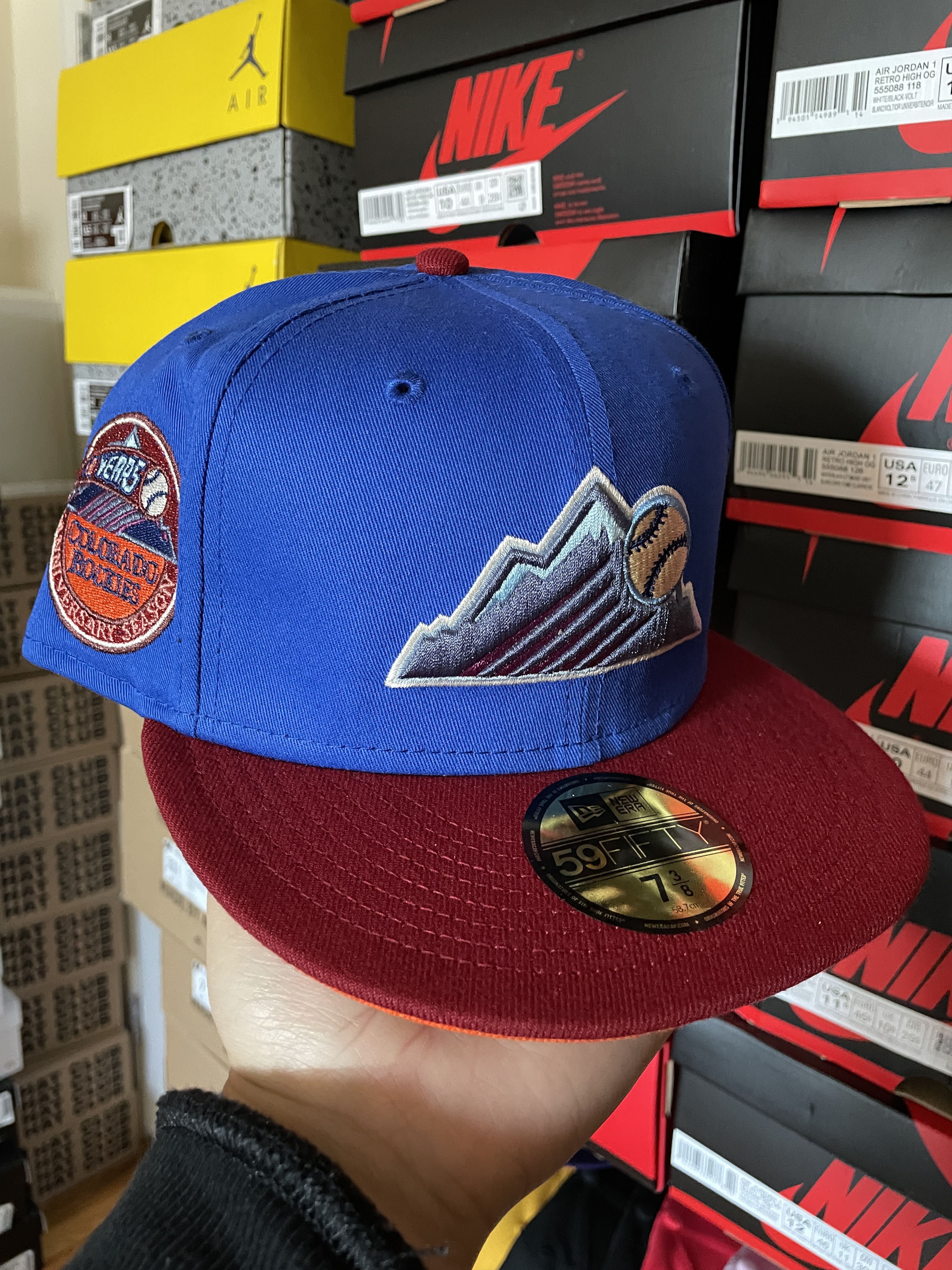image of Mlb x Myfitteds Wings Of Fire Colorado Rockies 7 3/8 Not Hatclub in Blue Maroon Orange, Men's