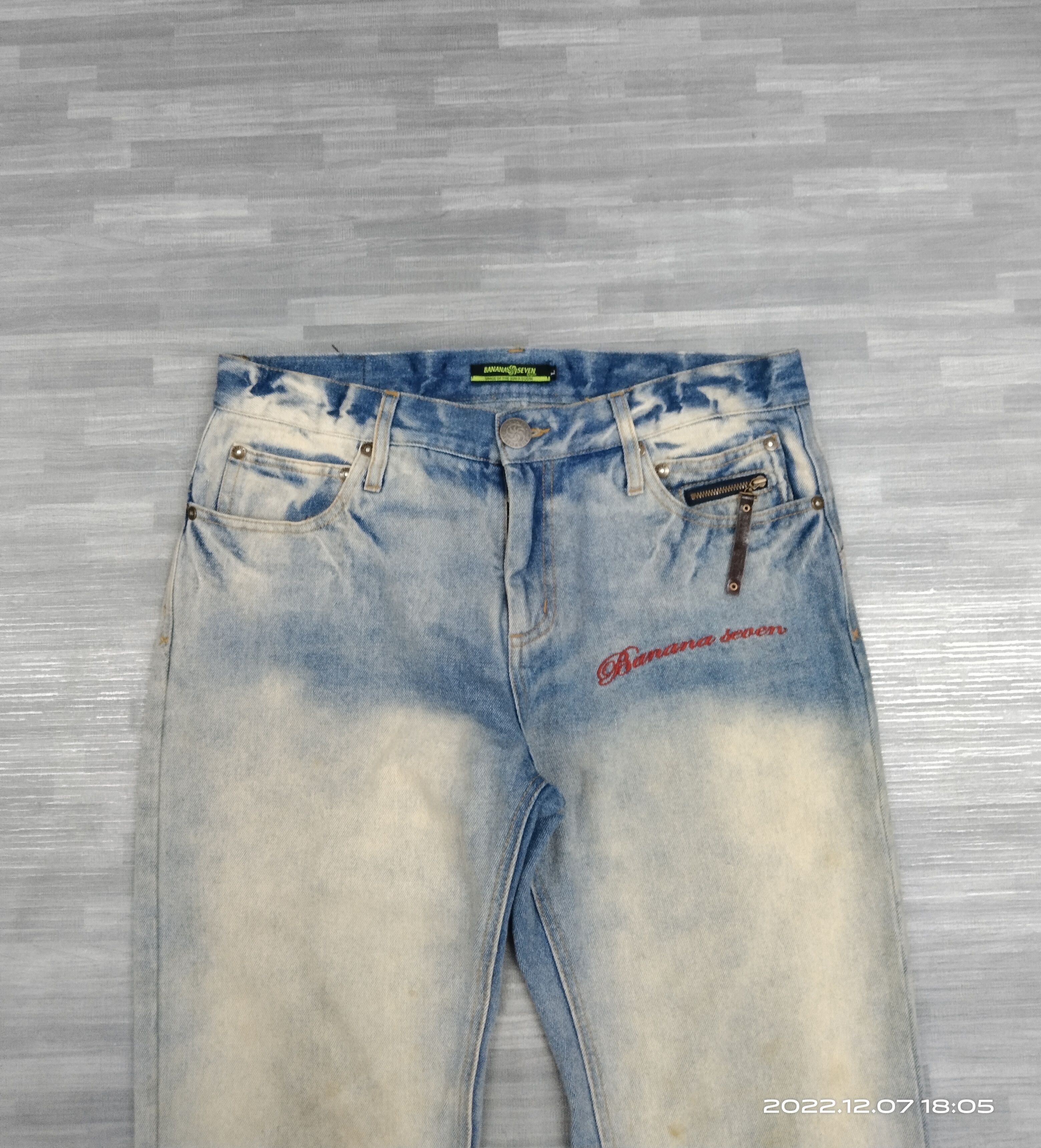 Japanese Brand THRASH RUSTY BANANA SEVEN DENIM PANTS Size US 32 / EU 48 - 4 Thumbnail