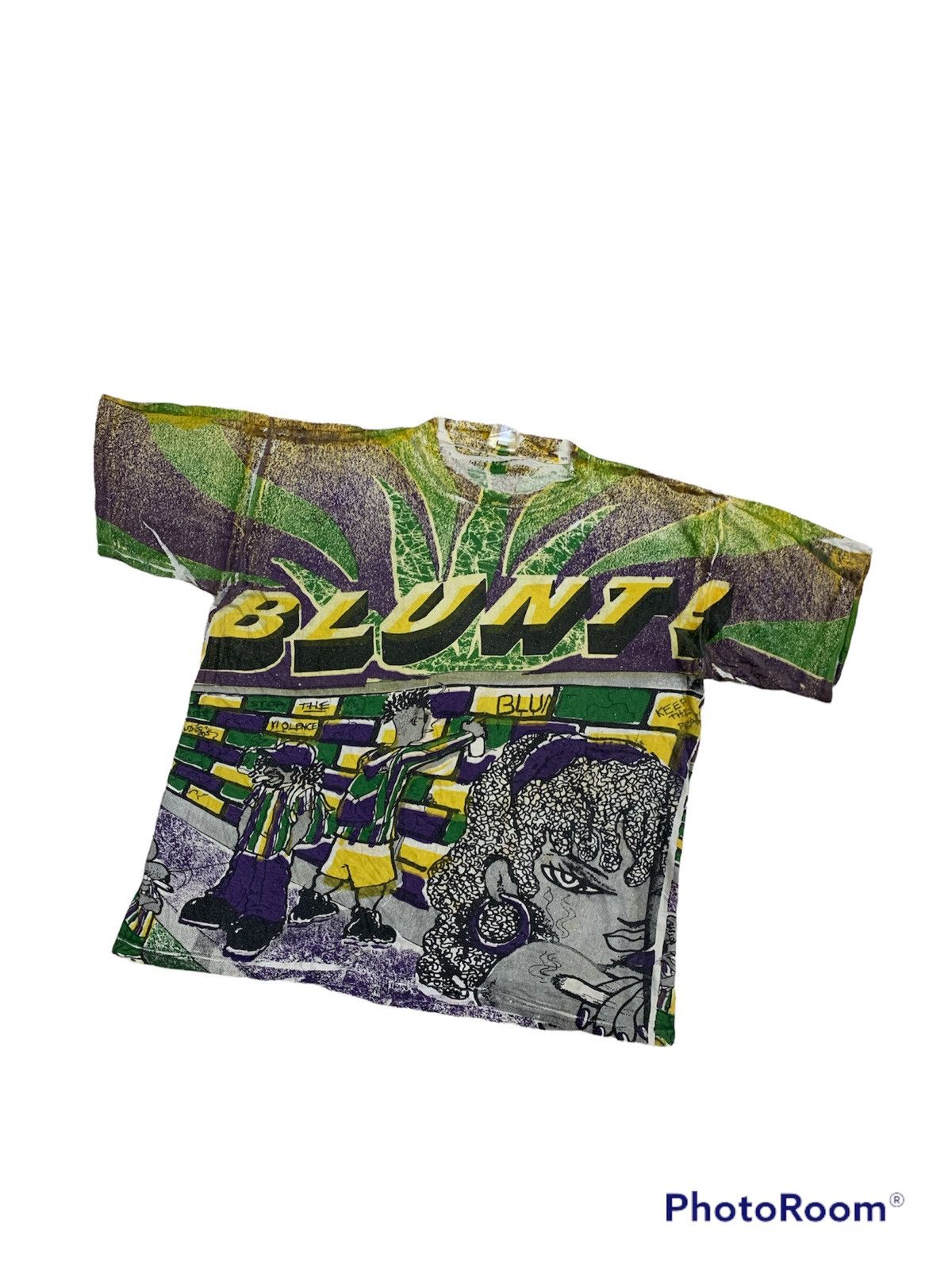 image of Rap Tees x Smokers Club Vintage 1990S Overprint Blunt! Weed Marijuana Shirt in Mix (Size Large)