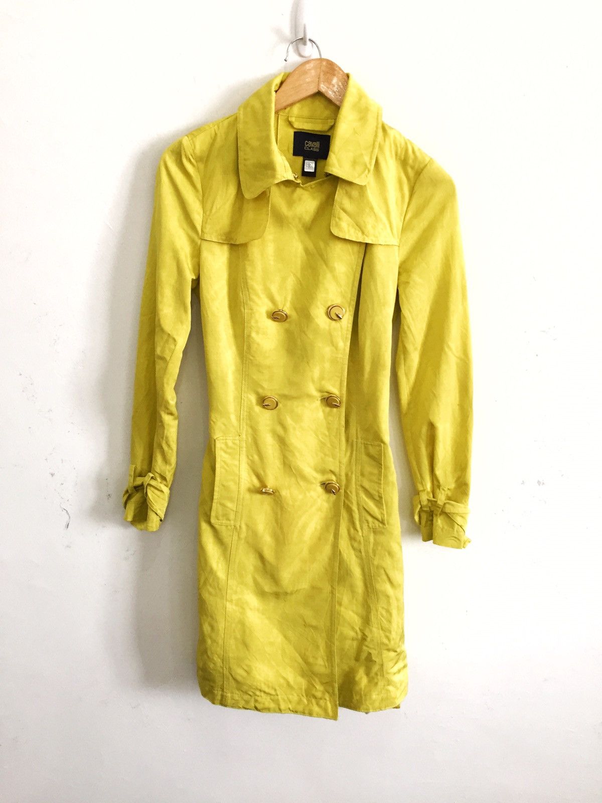 Just Cavalli Roberto Cavalli 🇮🇹 Gold Double Breasted Long Coat Size US S / EU 44-46 / 1 - 1 Thumbnail