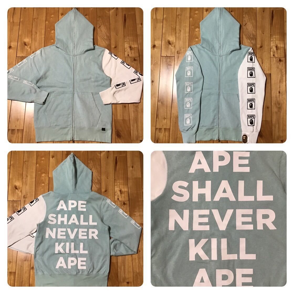 image of Bape Asnka Logo Full Zip Hoodie Mint A Bathing Ape, Men's (Size Small)