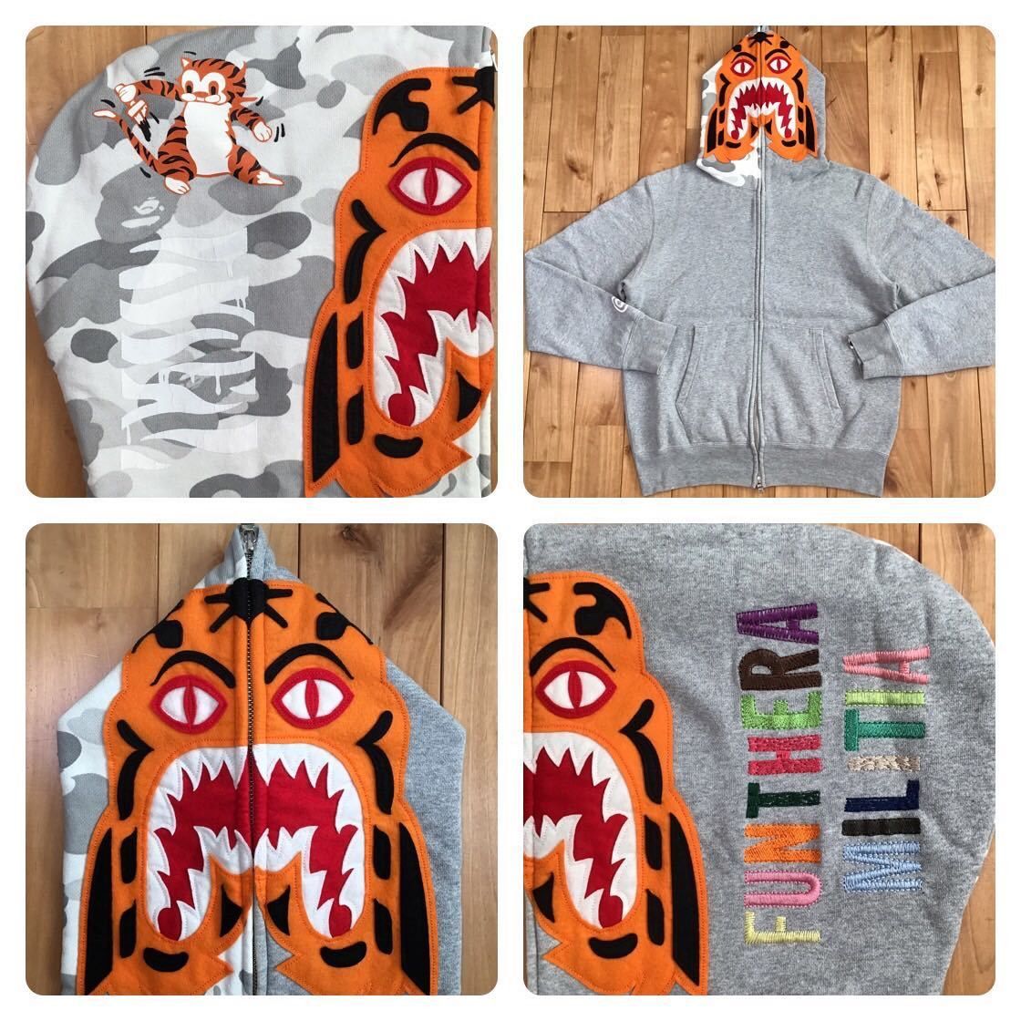 image of Harajuku City Camo Tiger Full Zip Hoodie Bape in Grey, Men's (Size Small)