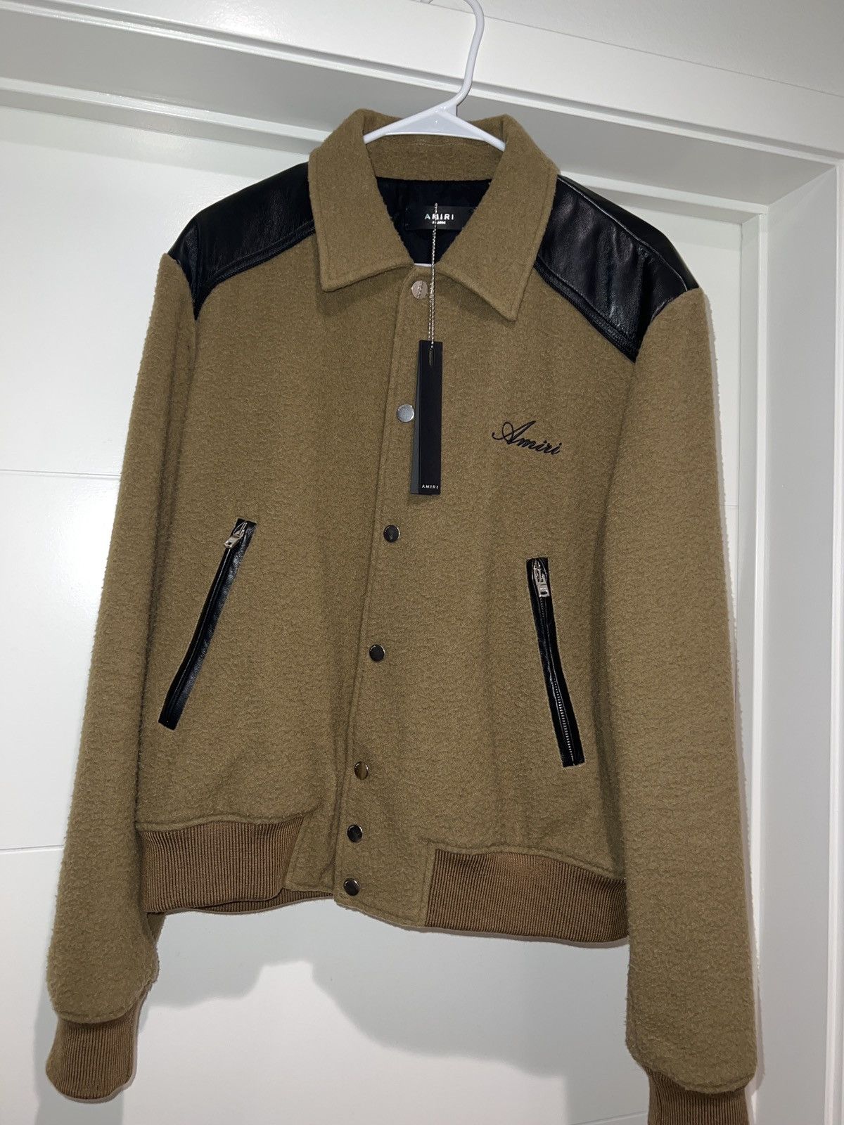 image of Amiri Brown Western Varsity Jacket Ermine, Men's (Size XL)