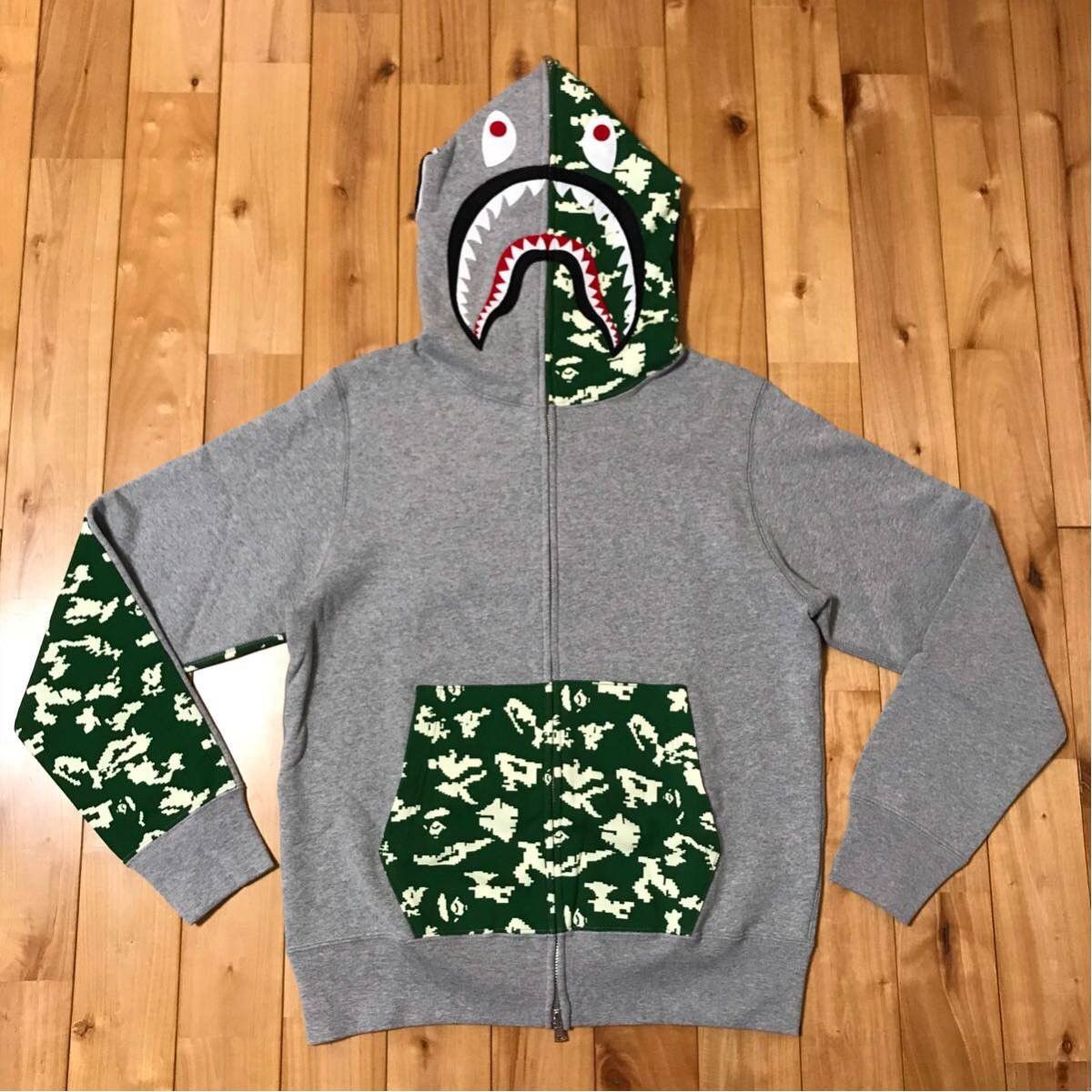 image of Nowhere 20Th Anniversary Shark Full Zip Hoodie Digital Camo in Bape Camo, Men's (Size Medium)