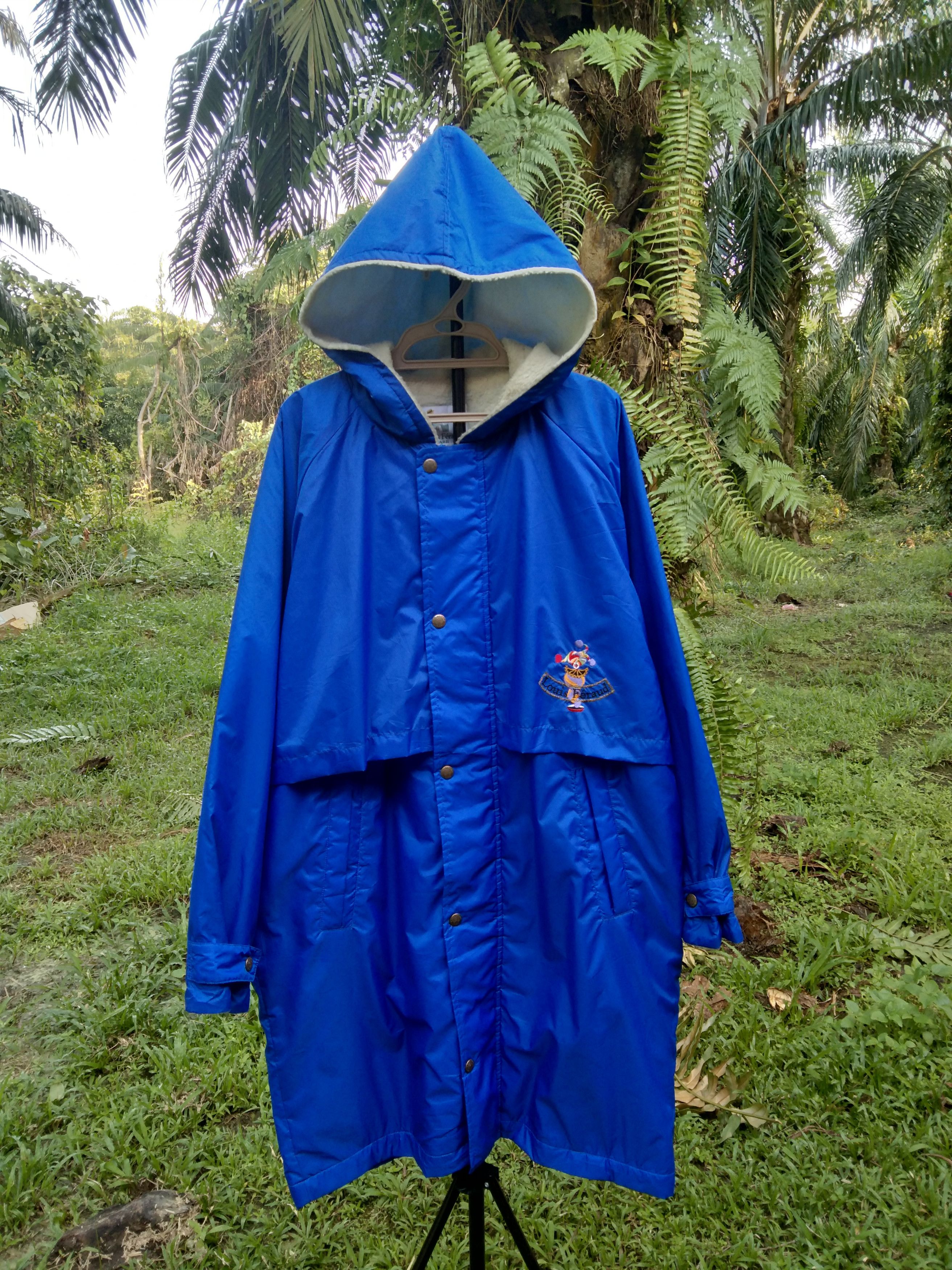 image of Louis Feraud Louis Féraud Sherpa Hoodie Long Jacket in Blue, Men's (Size Large)