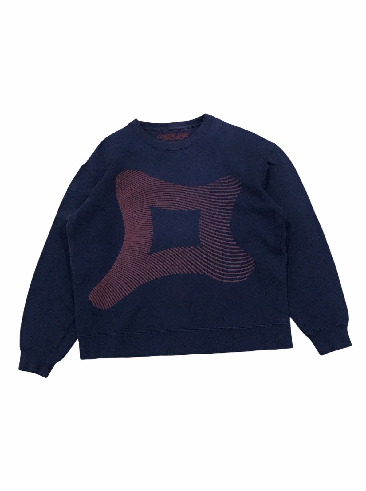 image of Vintage 90's Freshjive Big Logo Sweatshirt in Distressed Navy, Men's (Size Medium)