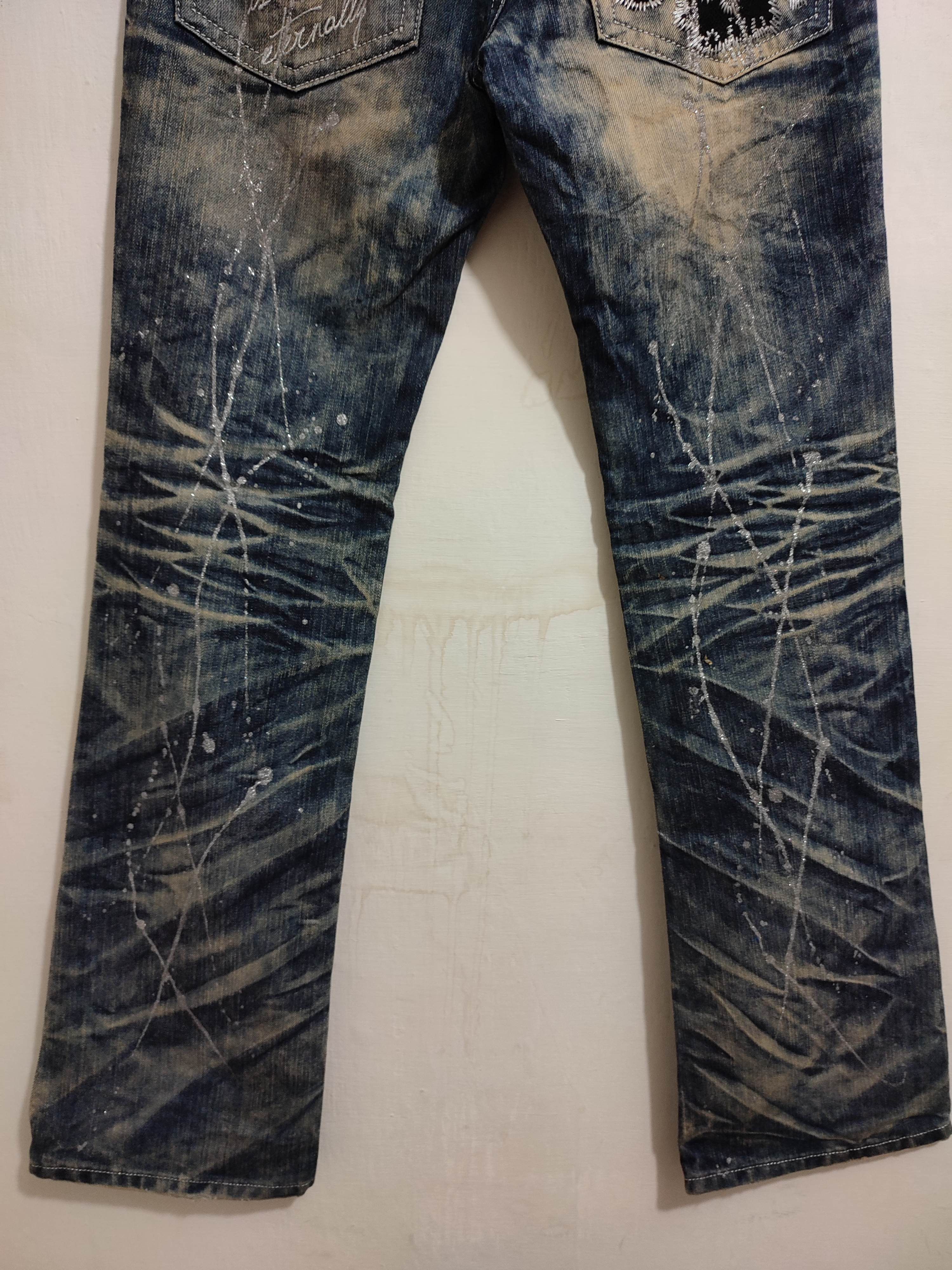 Japanese Brand 🔥XFRM Japan Acid Wash Jeans Skull Pants Painted Flared Size US 29 - 7 Thumbnail