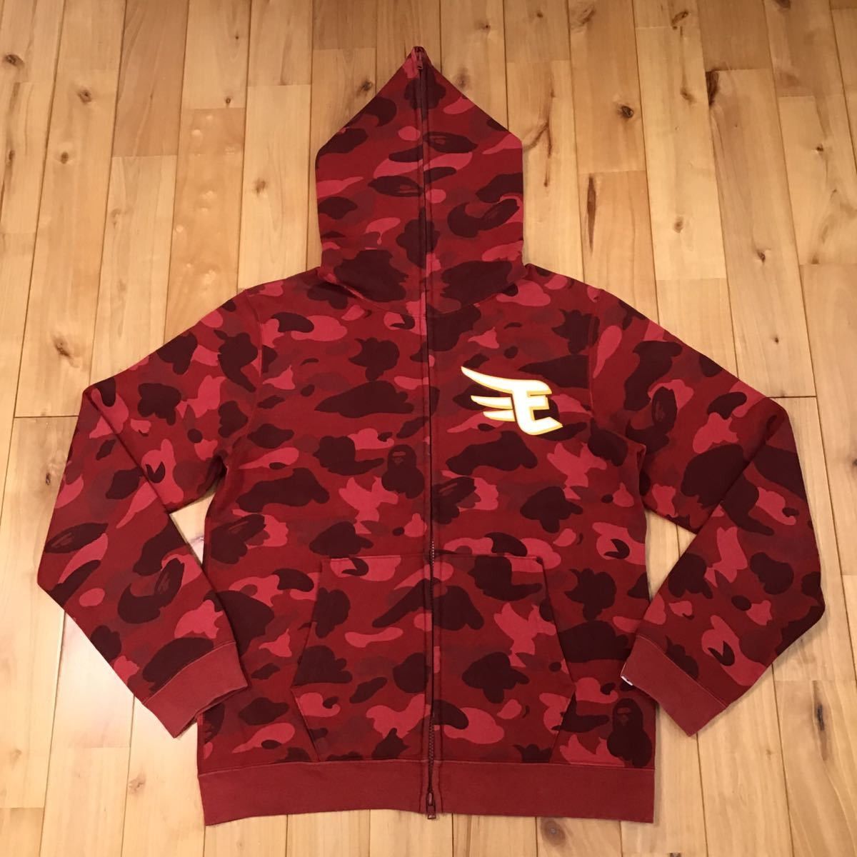 image of Bape Red Camo Full Zip Hoodie Rakuten Eagles, Men's (Size Large)