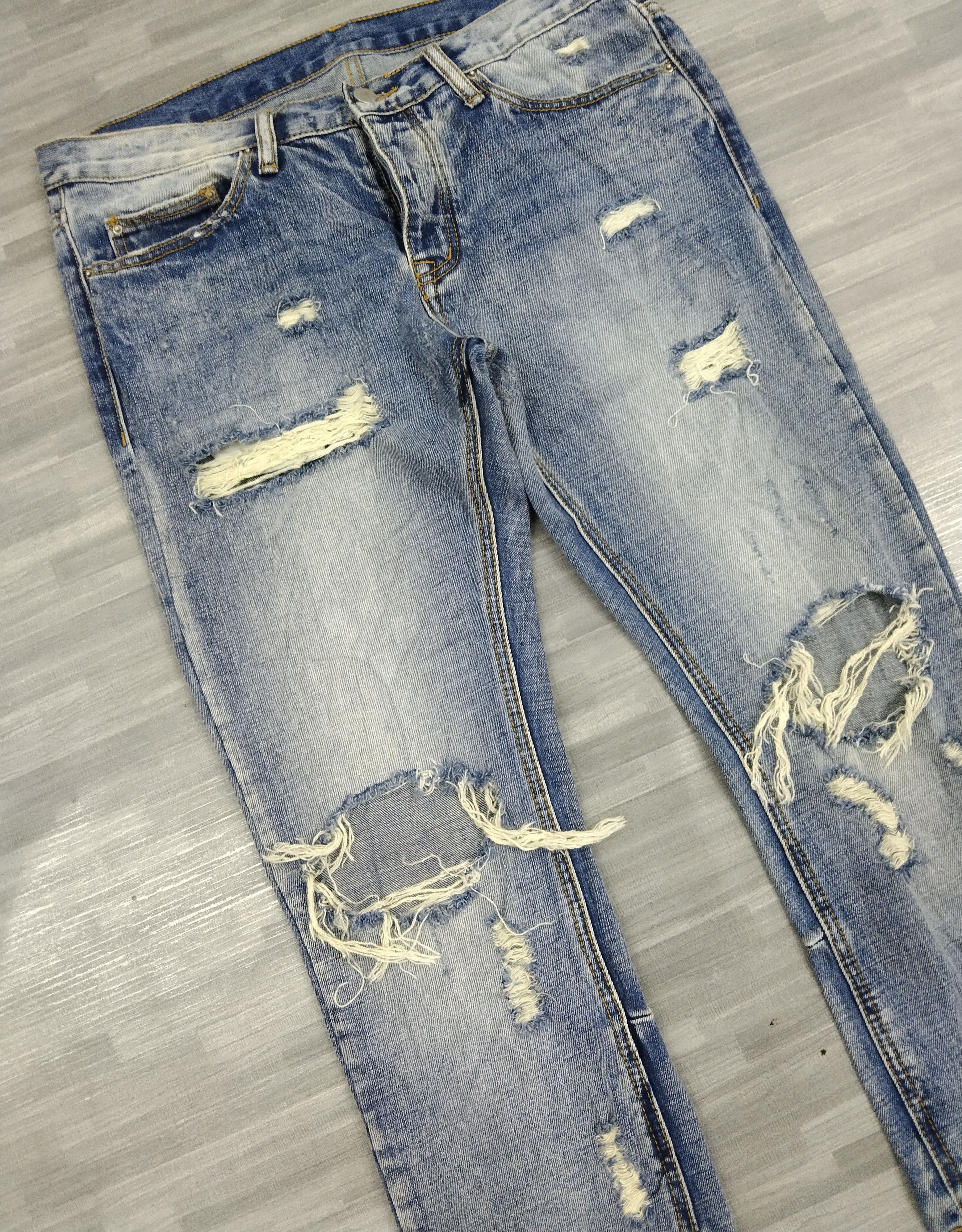 MNML DiSTRESSED RIPED MNML INSPIRED FOG DENIM PANTS Size US 32 / EU 48 - 6 Thumbnail
