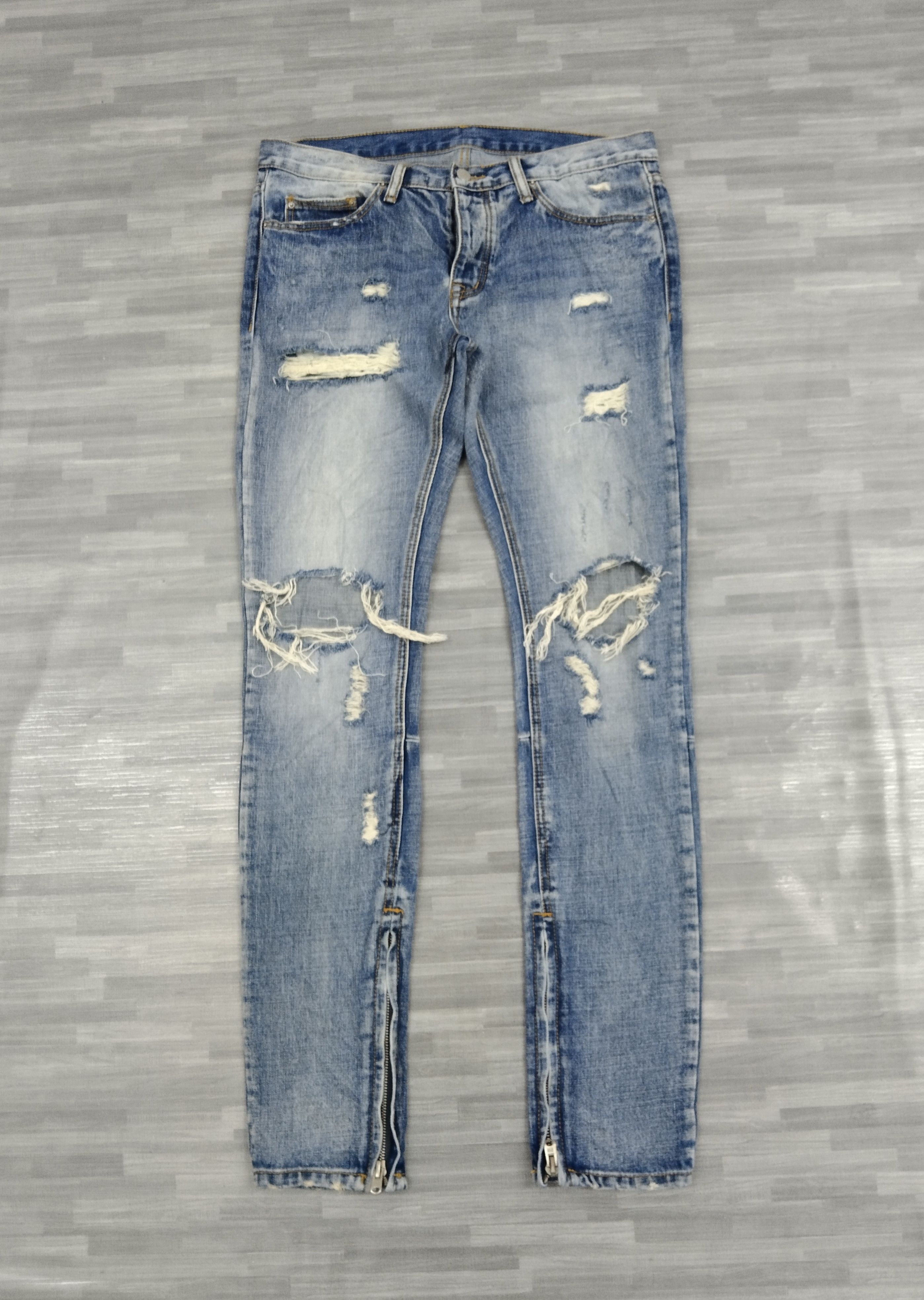 MNML DiSTRESSED RIPED MNML INSPIRED FOG DENIM PANTS Size US 32 / EU 48 - 2 Thumbnail