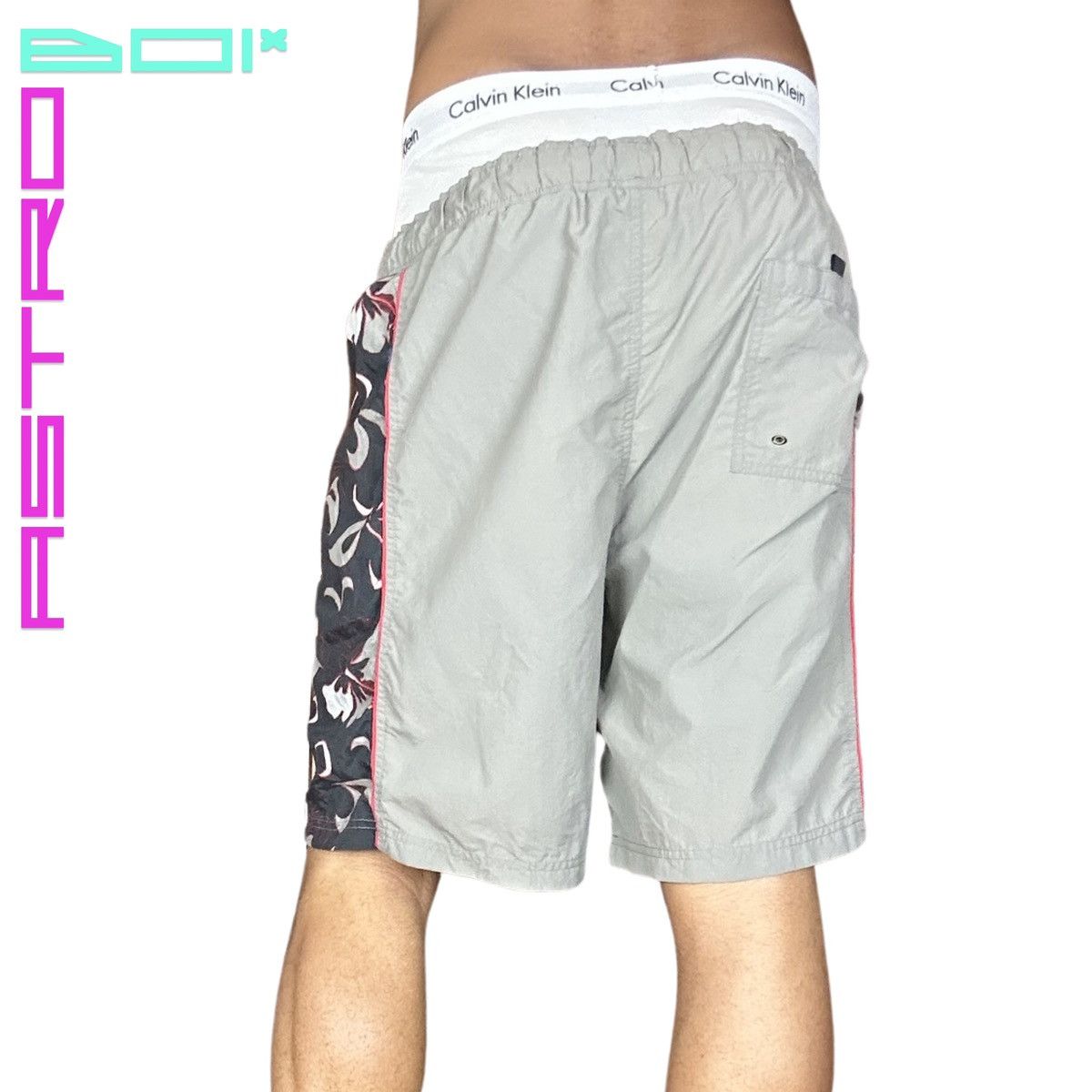 Vintage Vintage Y2K Grey Floral Print Swim Shorts _ Large Size US 38 / EU 54 - 4 Thumbnail