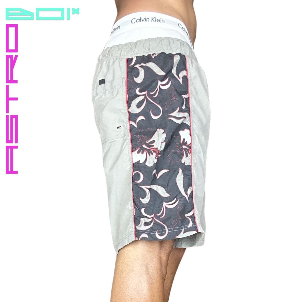 Vintage Vintage Y2K Grey Floral Print Swim Shorts _ Large Size US 38 / EU 54 - 3 Thumbnail