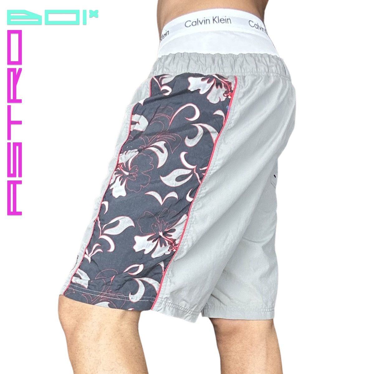 Vintage Vintage Y2K Grey Floral Print Swim Shorts _ Large Size US 38 / EU 54 - 5 Thumbnail