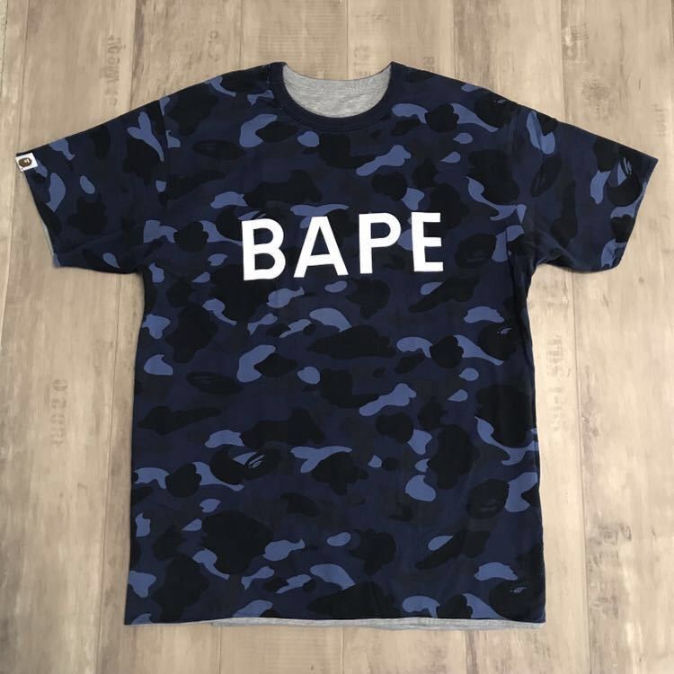Bape BAPE reversible T-shirt blue camo × neon college logo Size US L / EU 52-54 / 3 - 2 Thumbnail