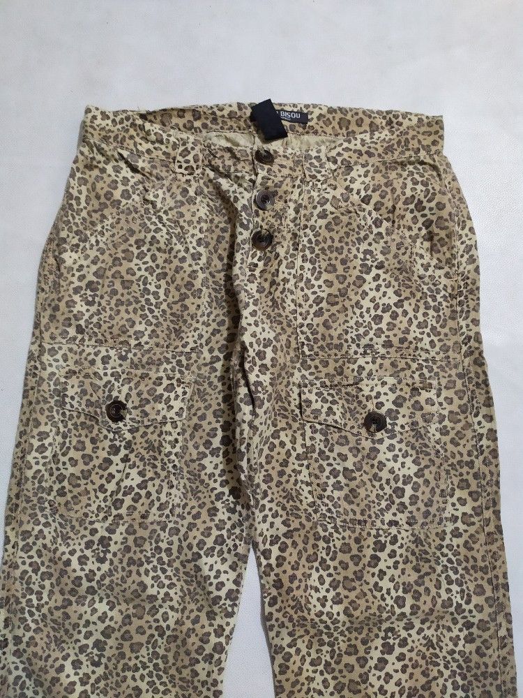 Other × Vintage 🔥Michele Bohbot Leopard Cargo multi pocket Pants Size US 29 - 2 Thumbnail