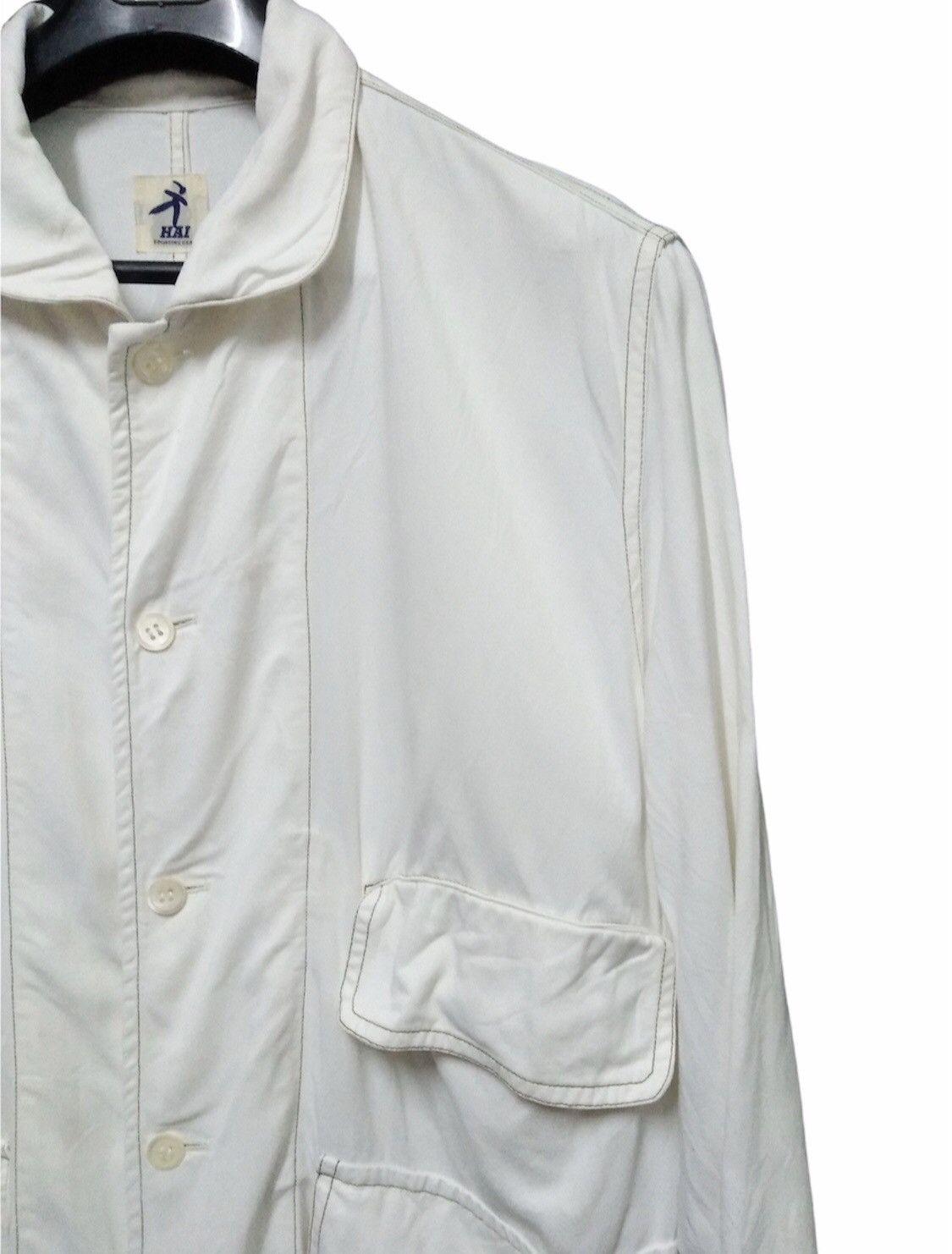 Hai Sporting Gear × Issey Miyake × Vintage Vintage Hai Sporting Gear White Workwear Jacket Size US L / EU 52-54 / 3 - 3 Thumbnail