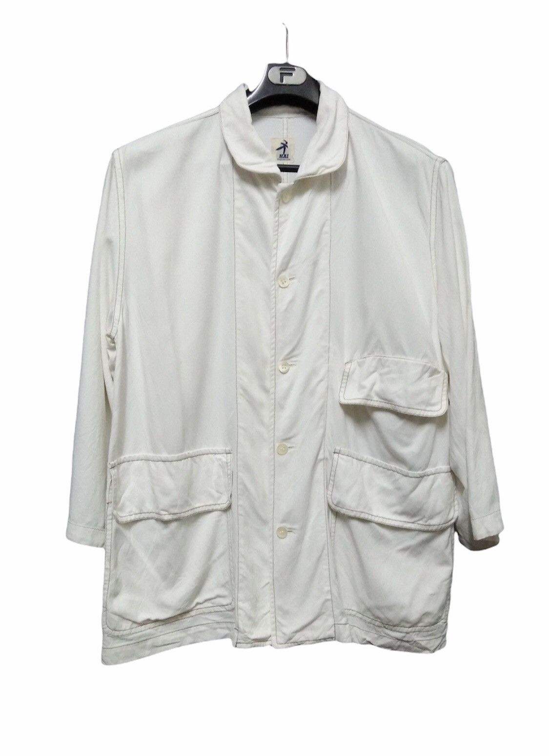 Hai Sporting Gear × Issey Miyake × Vintage Vintage Hai Sporting Gear White Workwear Jacket Size US L / EU 52-54 / 3 - 1 Thumbnail