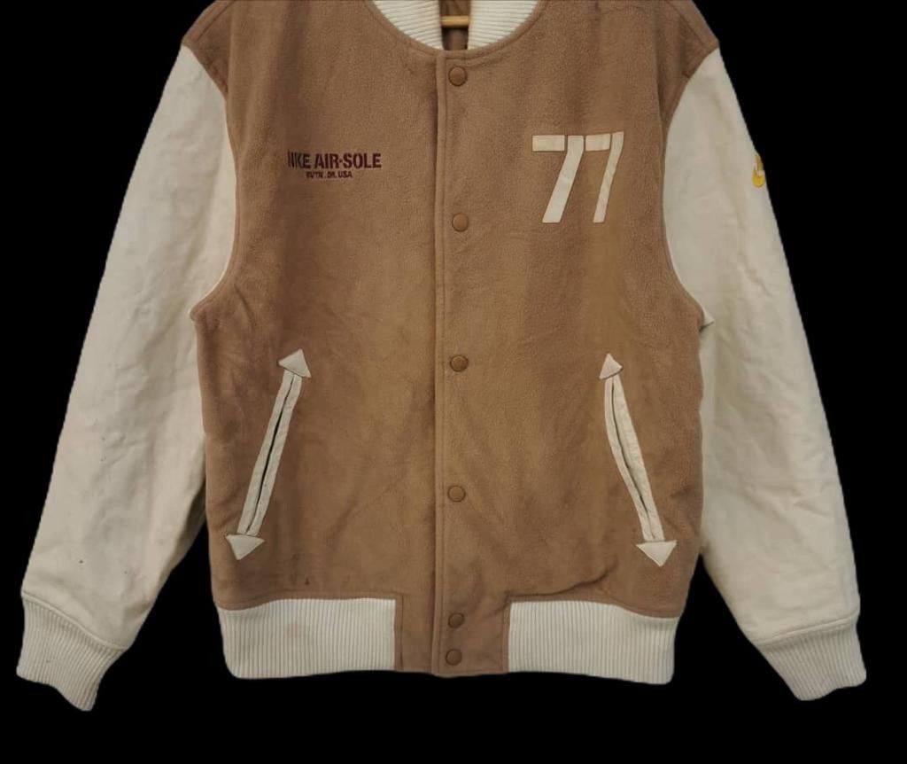 Nike Vintage Nike Air-Sole Varsity Leather Wool Jacket Size US L / EU 52-54 / 3 - 7 Thumbnail