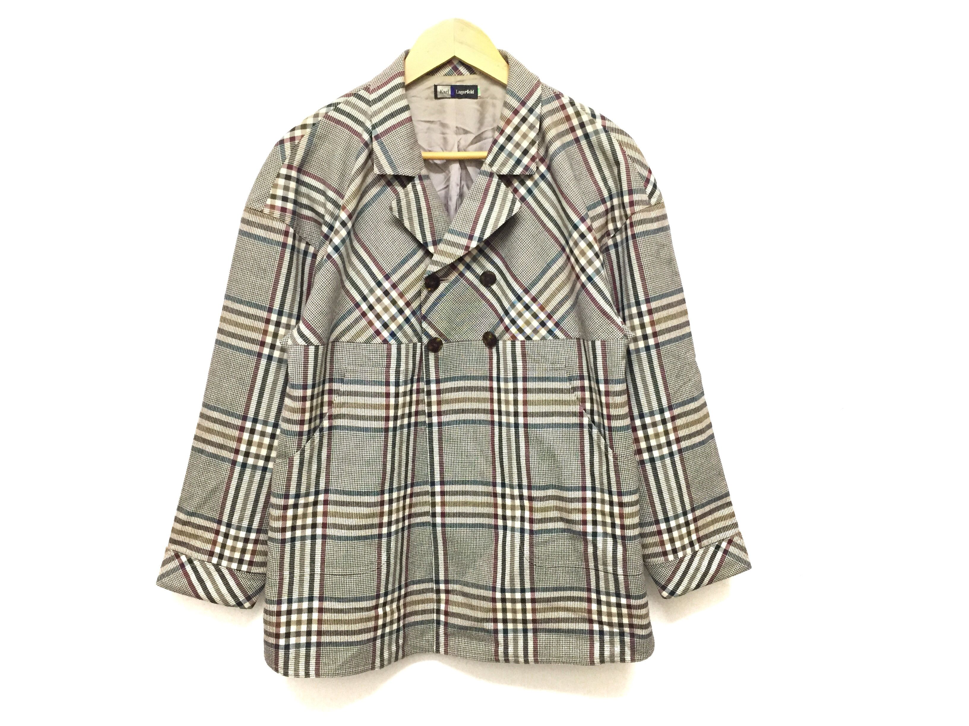 Karl Lagerfeld 80's KARL LAGERFELD asymmetrical checked Jacket Size M / US 6-8 / IT 42-44 - 2 Thumbnail