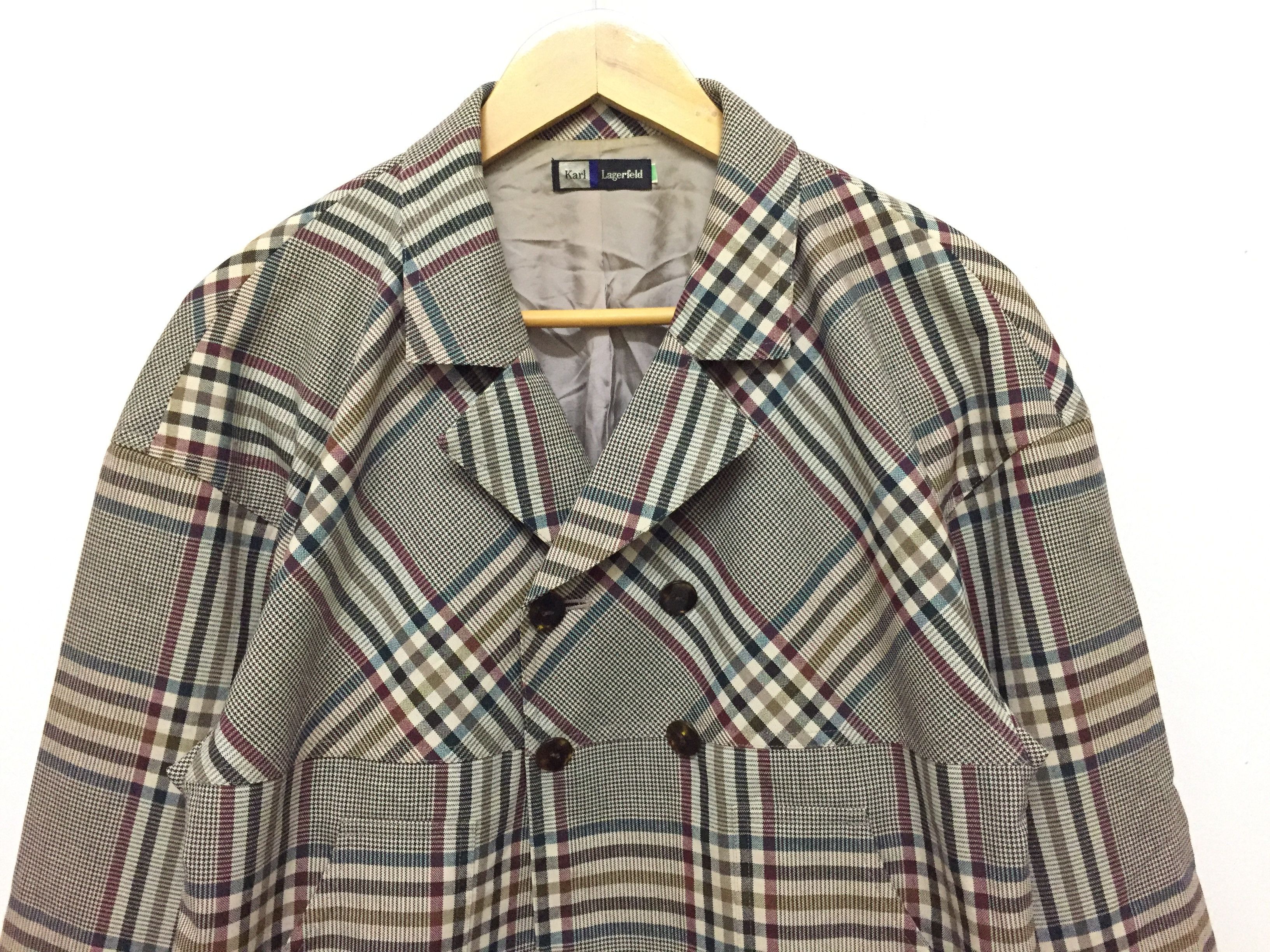 Karl Lagerfeld 80's KARL LAGERFELD asymmetrical checked Jacket Size M / US 6-8 / IT 42-44 - 3 Thumbnail