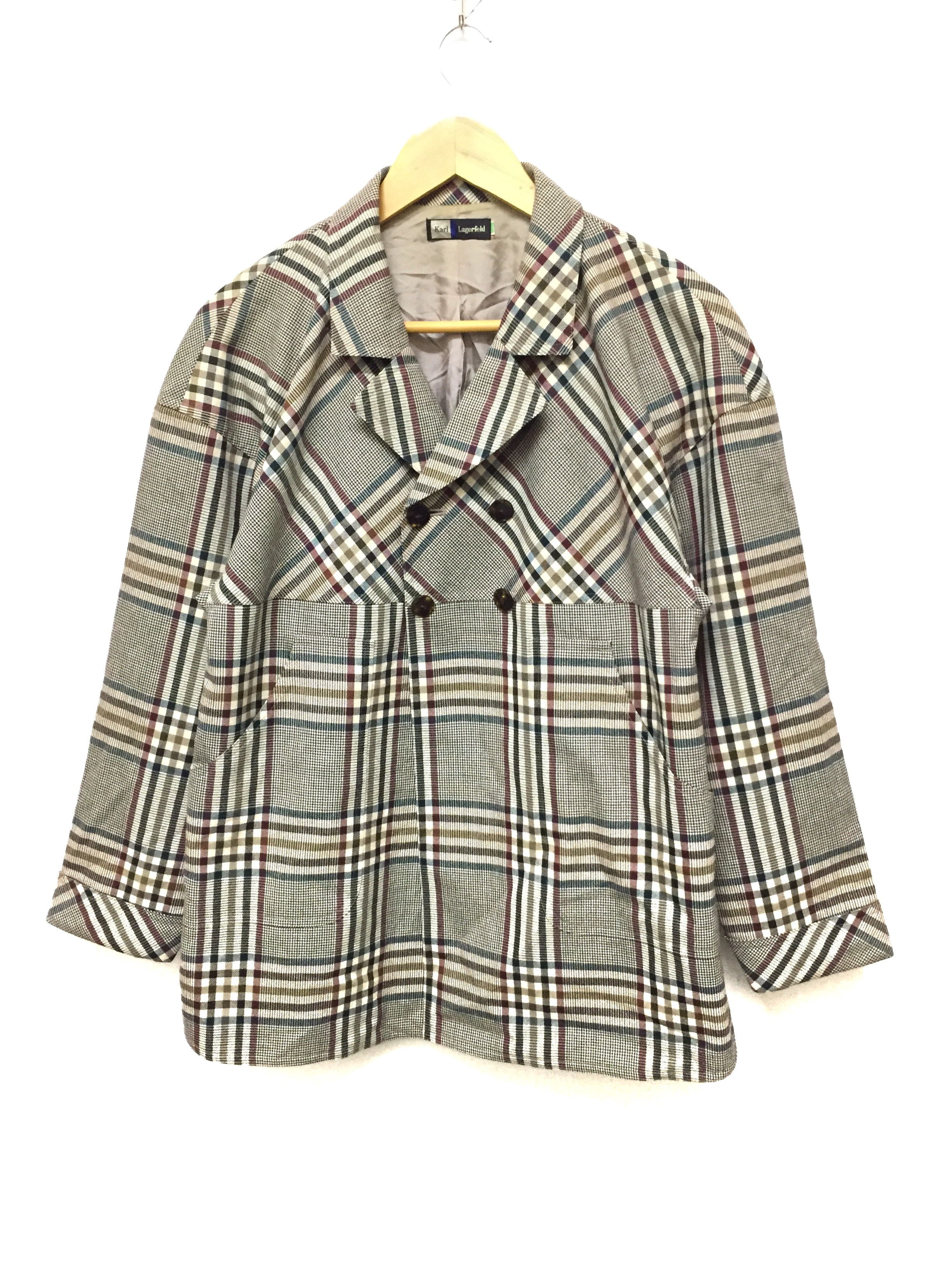 Karl Lagerfeld 80's KARL LAGERFELD asymmetrical checked Jacket Size M / US 6-8 / IT 42-44 - 1 Thumbnail