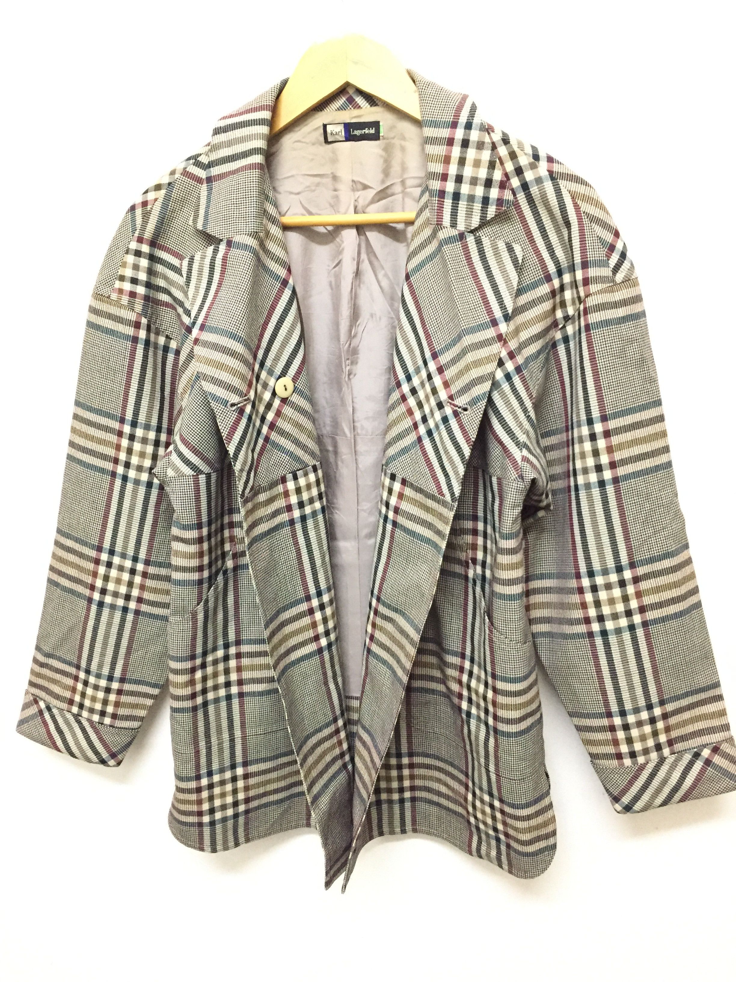 Karl Lagerfeld 80's KARL LAGERFELD asymmetrical checked Jacket Size M / US 6-8 / IT 42-44 - 5 Thumbnail
