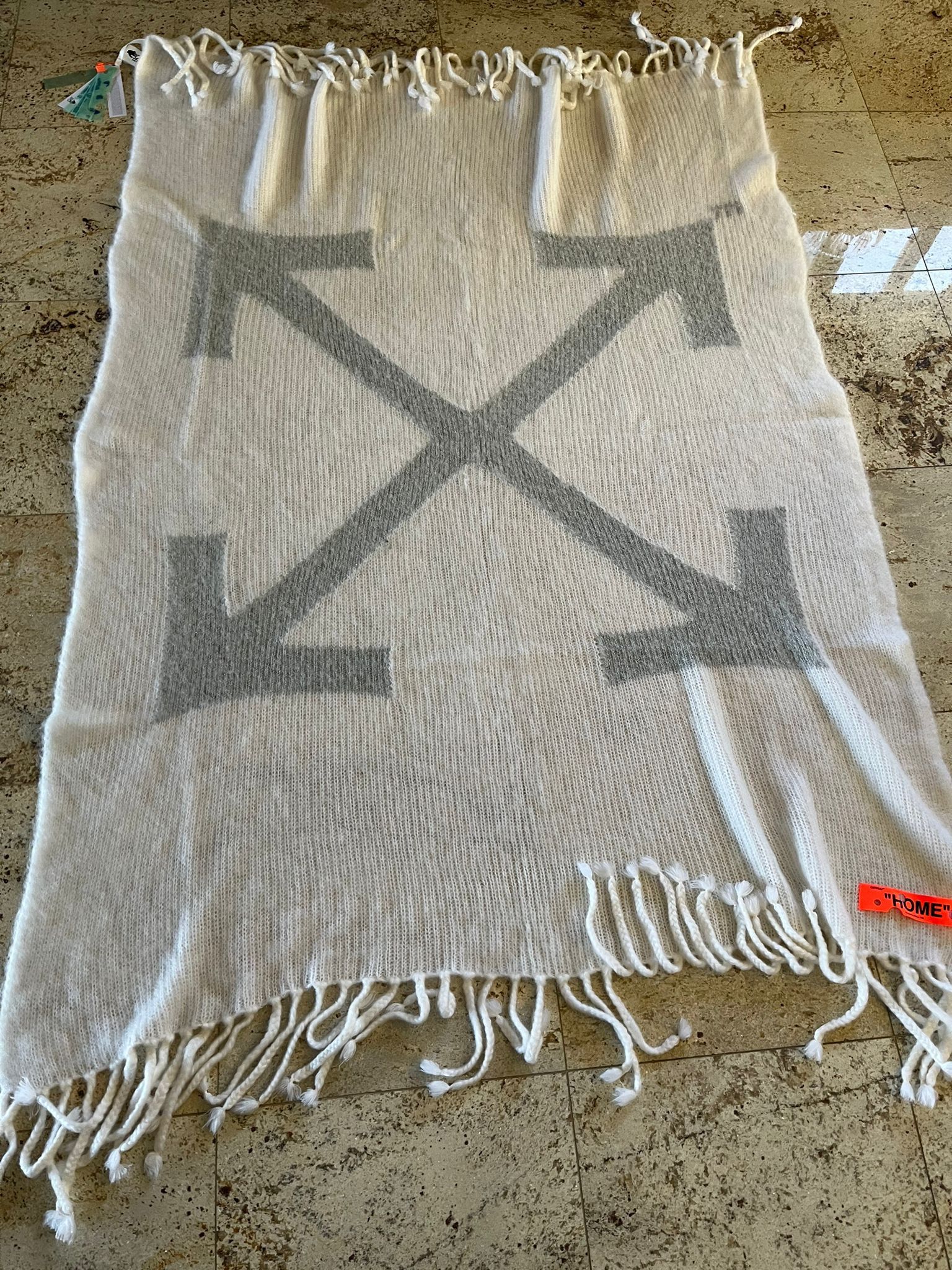 Pre-owned Off-white Mohair Arrow Blanket In Ivory
