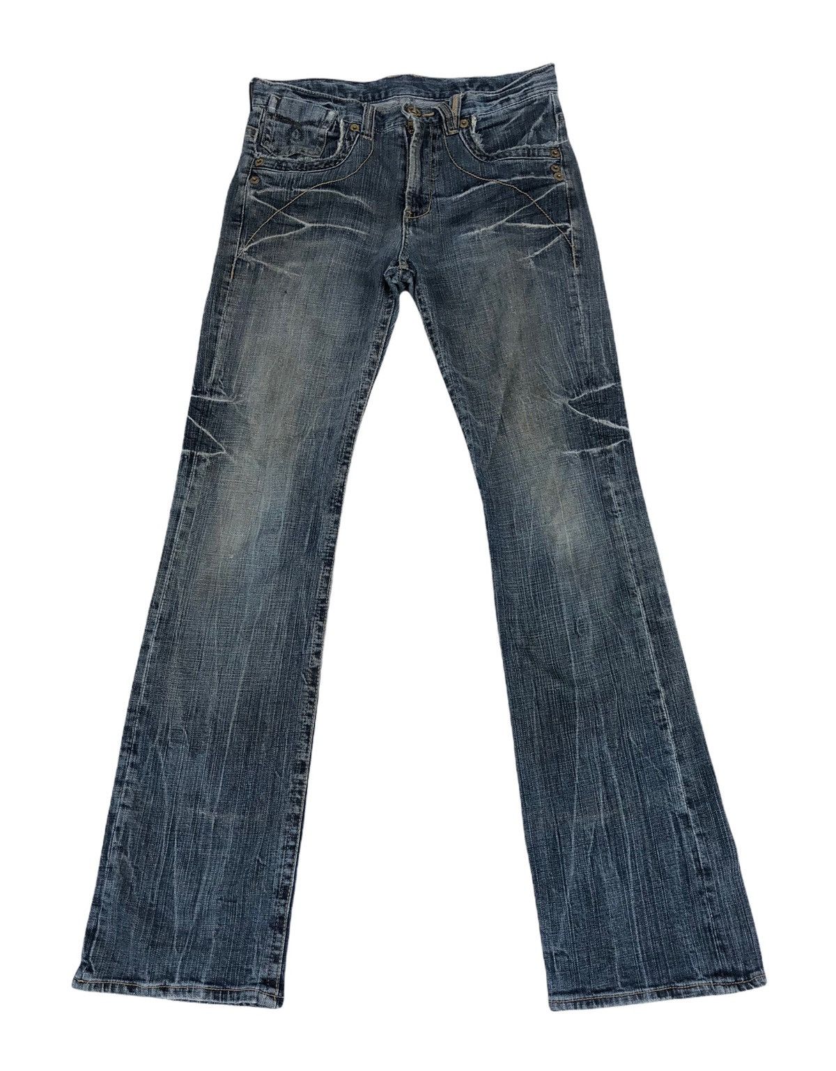 Japanese Brand Japanese Distressed Flare Jeans Size US 30 / EU 46 - 1 Thumbnail