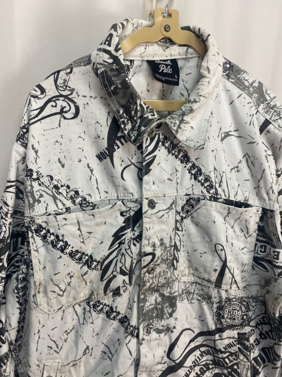 Southpole South Pole distressed printed button up jacket Size US L / EU 52-54 / 3 - 3 Thumbnail