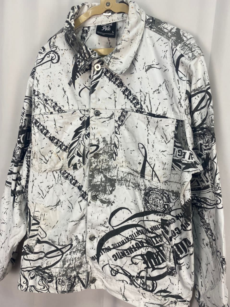 Southpole South Pole distressed printed button up jacket Size US L / EU 52-54 / 3 - 7 Thumbnail