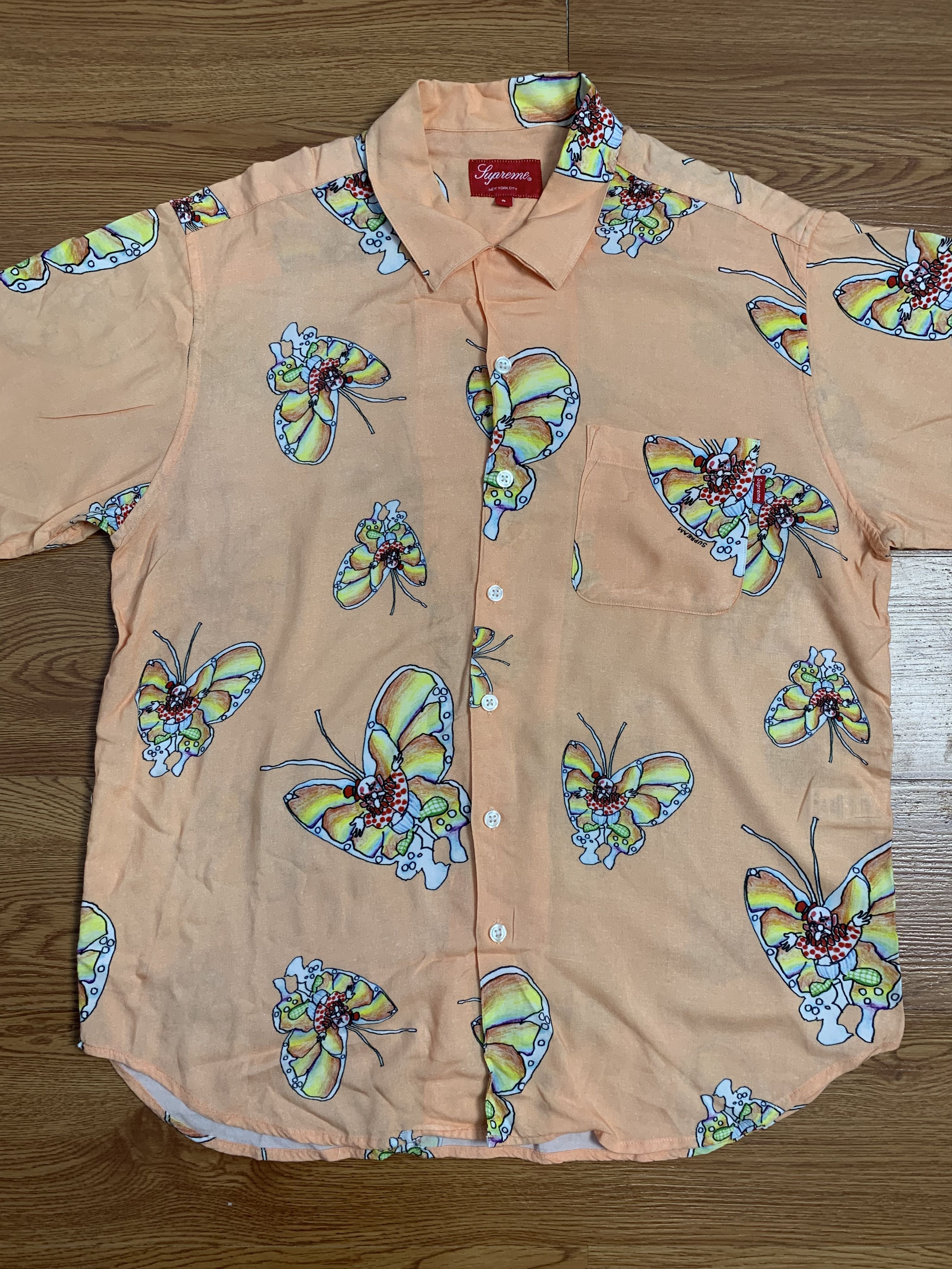 Supreme Supreme SS16 Gonz Butterfly Peach Rayon Shirt Size US S / EU 44-46 / 1 - 2 Thumbnail