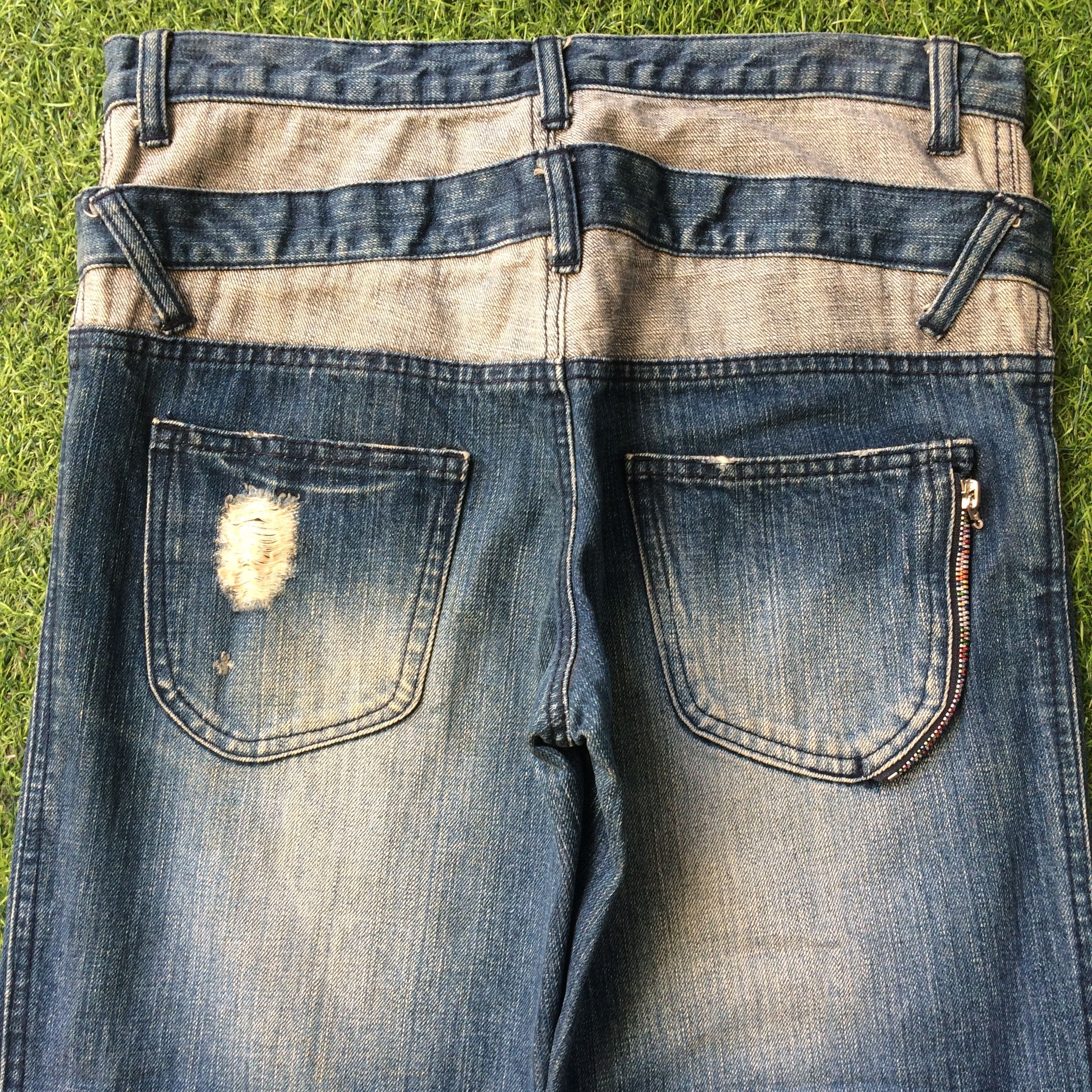Japanese Brand × Seditionaries Two Tone Denim Double Waist Jeans Pants #D-385 Size US 31 - 1 Thumbnail