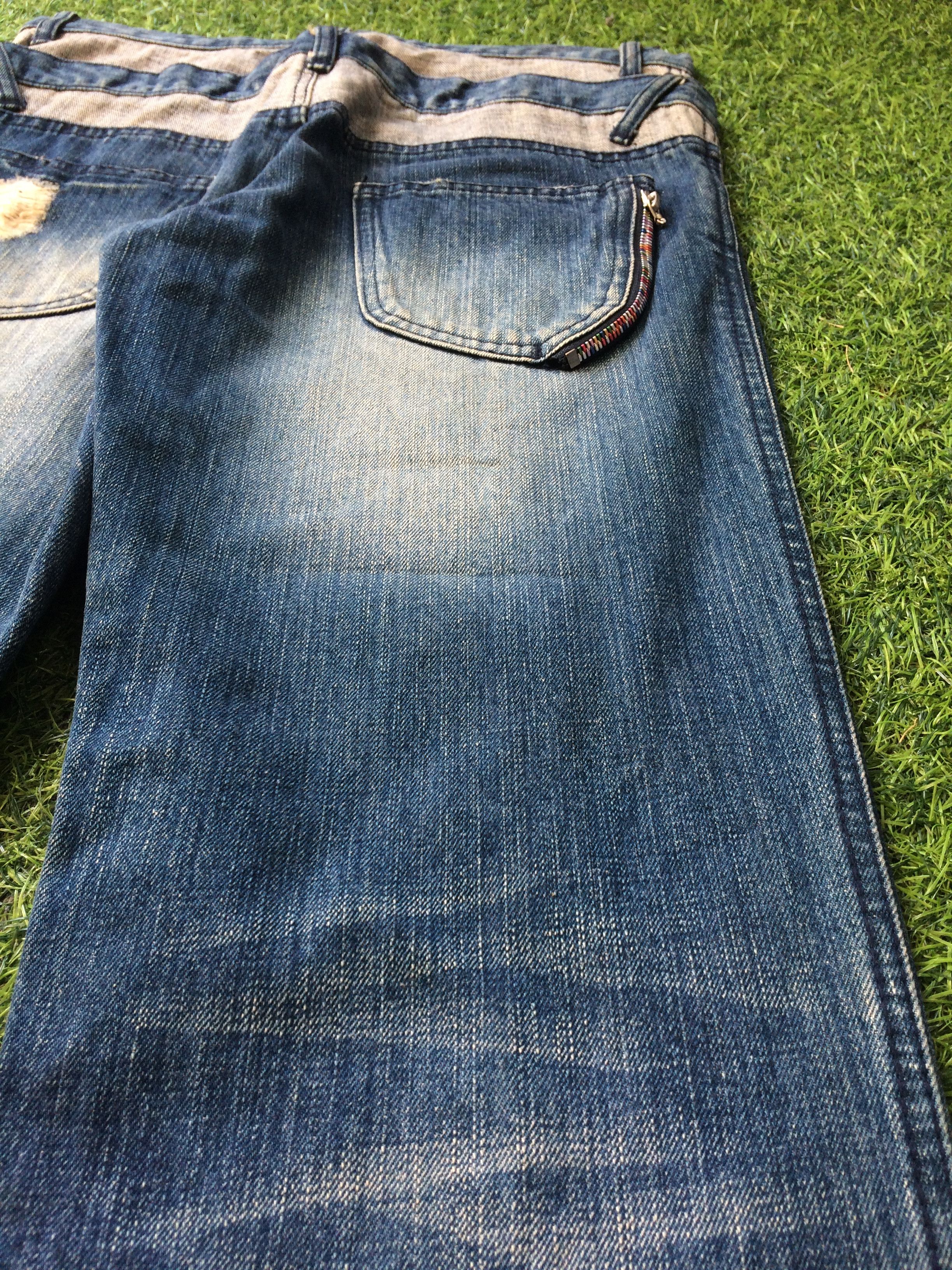 Japanese Brand × Seditionaries Two Tone Denim Double Waist Jeans Pants #D-385 Size US 31 - 10 Thumbnail