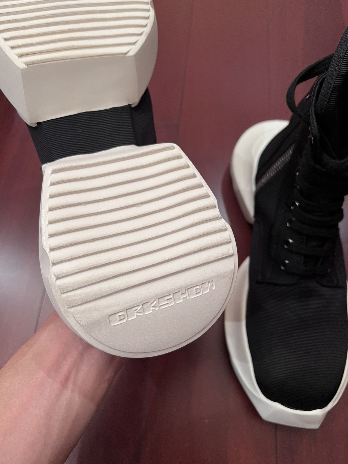 Rick Owens × Rick Owens Drkshdw Rick owens drkshdw army runner boots in black/milk size41.5 Size US 8.5 / EU 41-42 - 8 Thumbnail