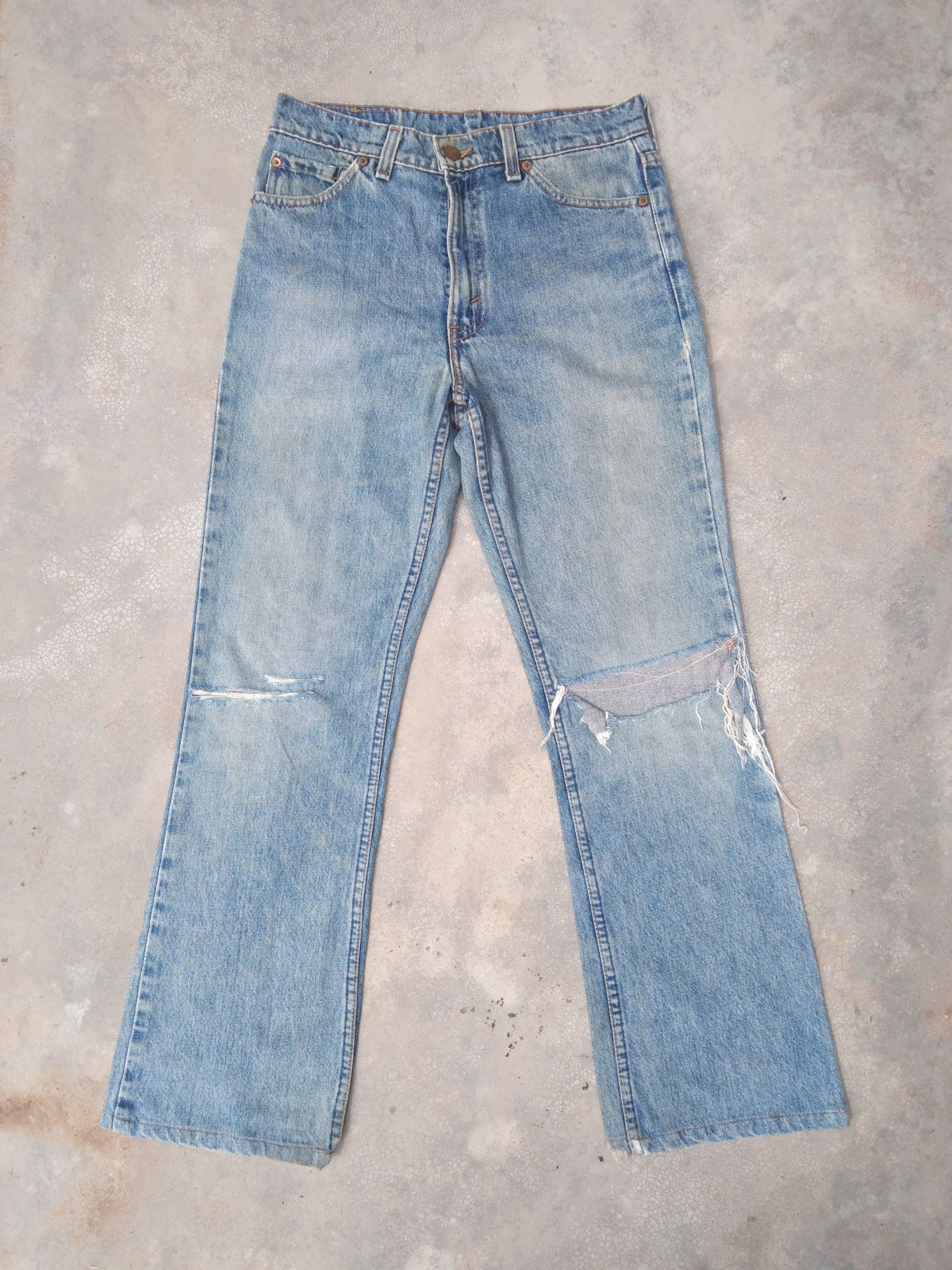 image of 80's Vintage Levi's Jeans 517 Usa Flared Distressed Denim in Blue, Men's (Size 29)