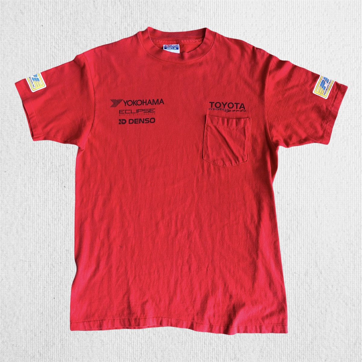 image of Hanes x Racing Vintage Toyota Racing Team Tshirt in Red, Men's (Size Medium)