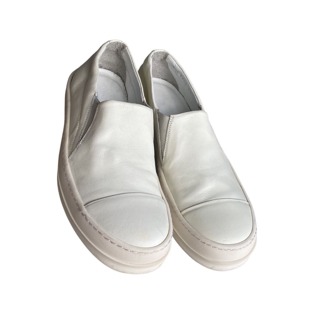 image of Rick Owens Mainline Boat Slip On Shoes in White, Men's (Size 7)