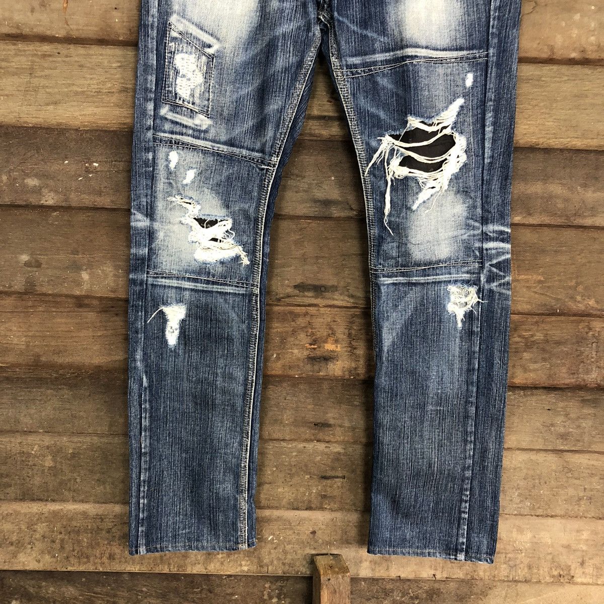 Japanese Brand DL Difference Distressed Blue Denim Jeans Pants #5748 Size US 30 / EU 46 - 3 Thumbnail