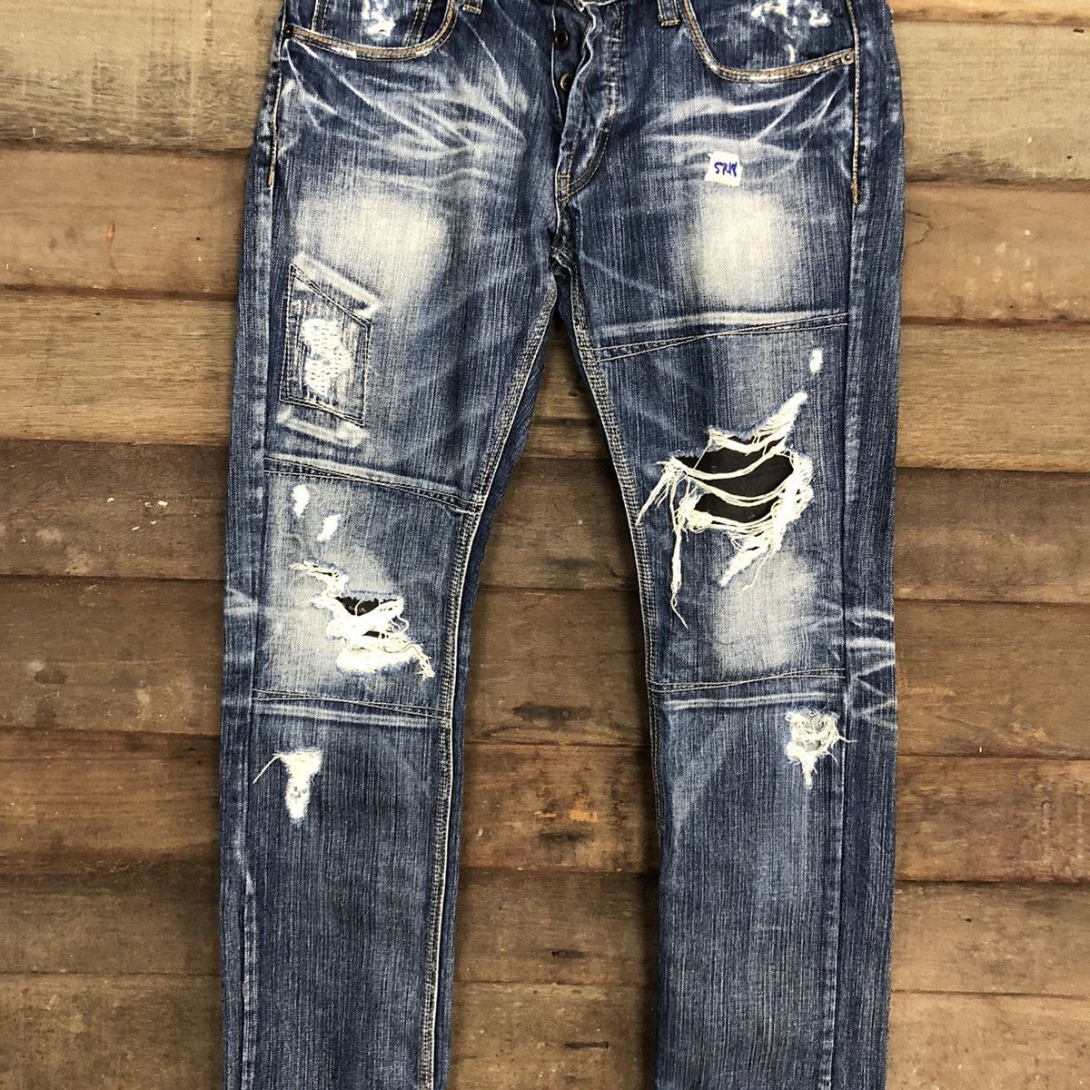 Japanese Brand DL Difference Distressed Blue Denim Jeans Pants #5748 Size US 30 / EU 46 - 4 Thumbnail