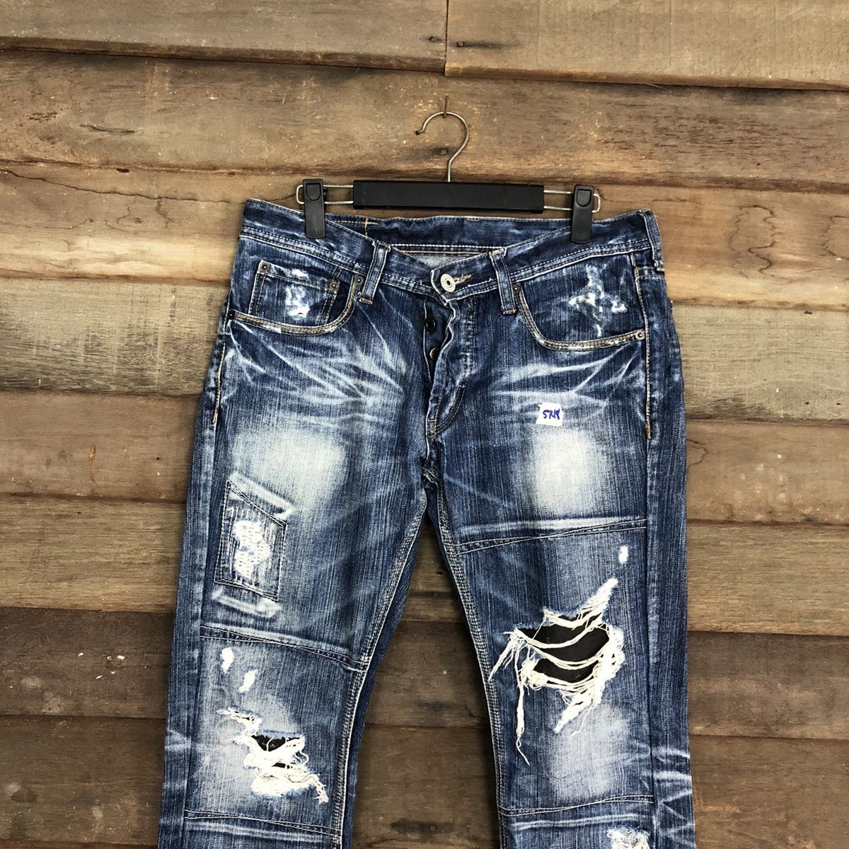 Japanese Brand DL Difference Distressed Blue Denim Jeans Pants #5748 Size US 30 / EU 46 - 2 Thumbnail
