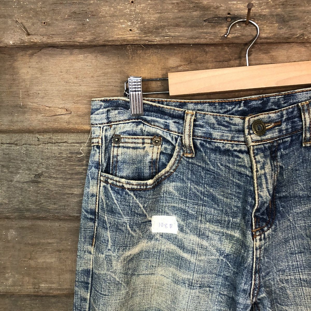 Japanese Brand Japan patchwork Blue Distressed Denim Pants #108B Size US 32 / EU 48 - 4 Thumbnail