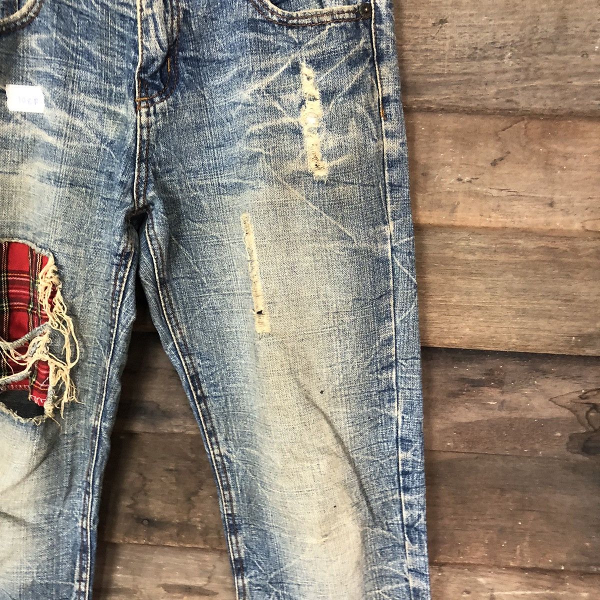 Japanese Brand Japan patchwork Blue Distressed Denim Pants #108B Size US 32 / EU 48 - 7 Thumbnail